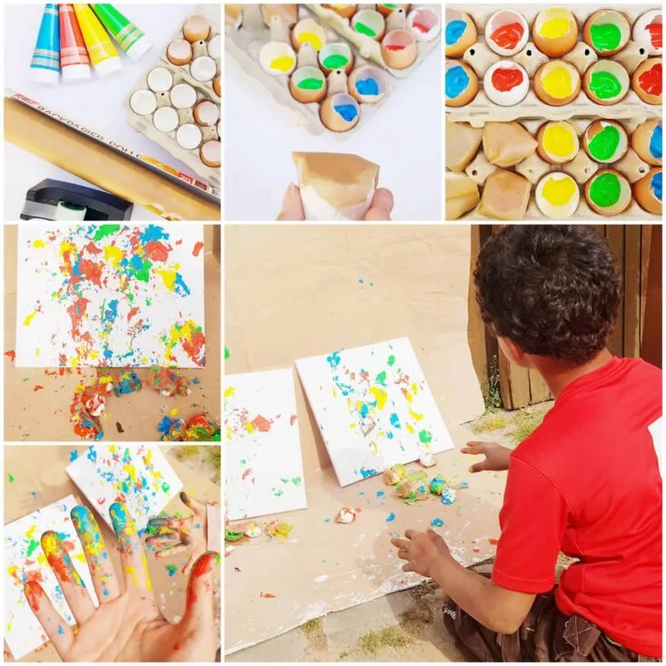 paint-filled eggshell art