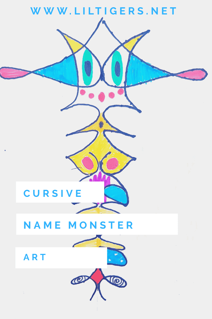 creative cursive name monster art