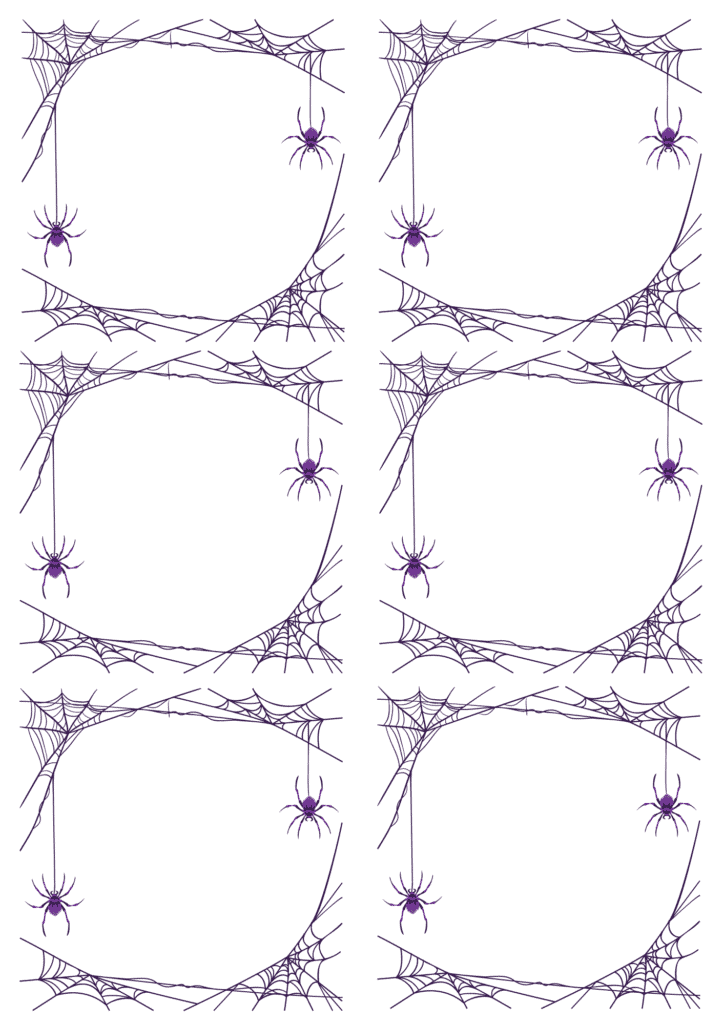 spider web cards - blank halloween scavenger hunt printables