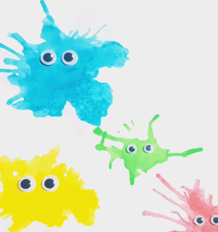 water color monster straw painting