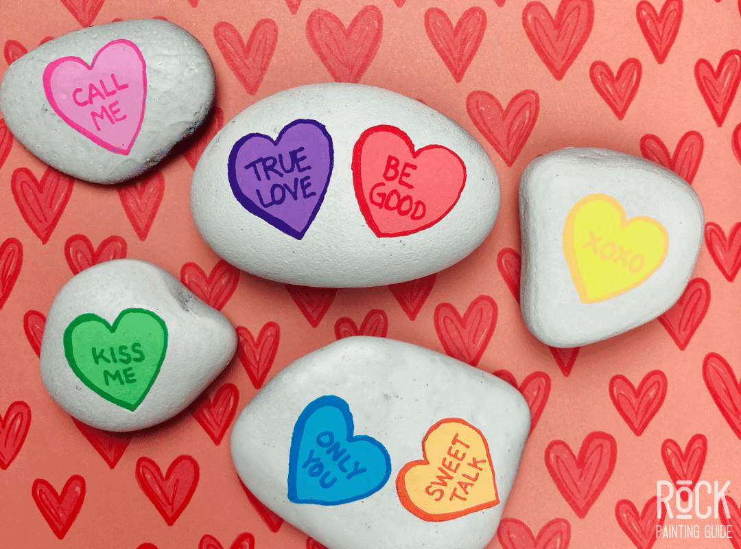 Heart painted rocks