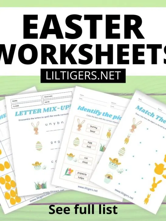 free printable Easter worksheets for kindergarten