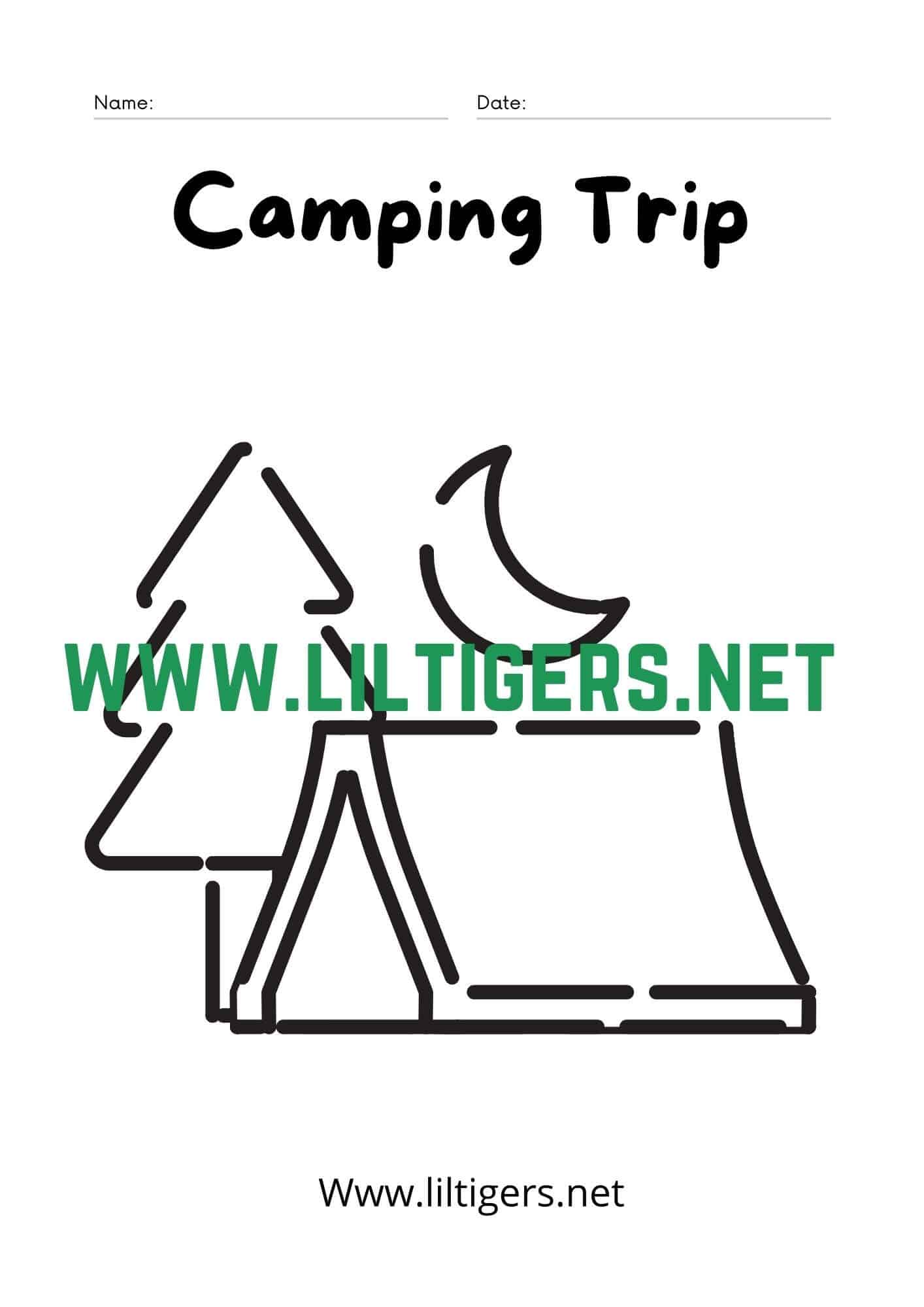 Camping coloring sheet