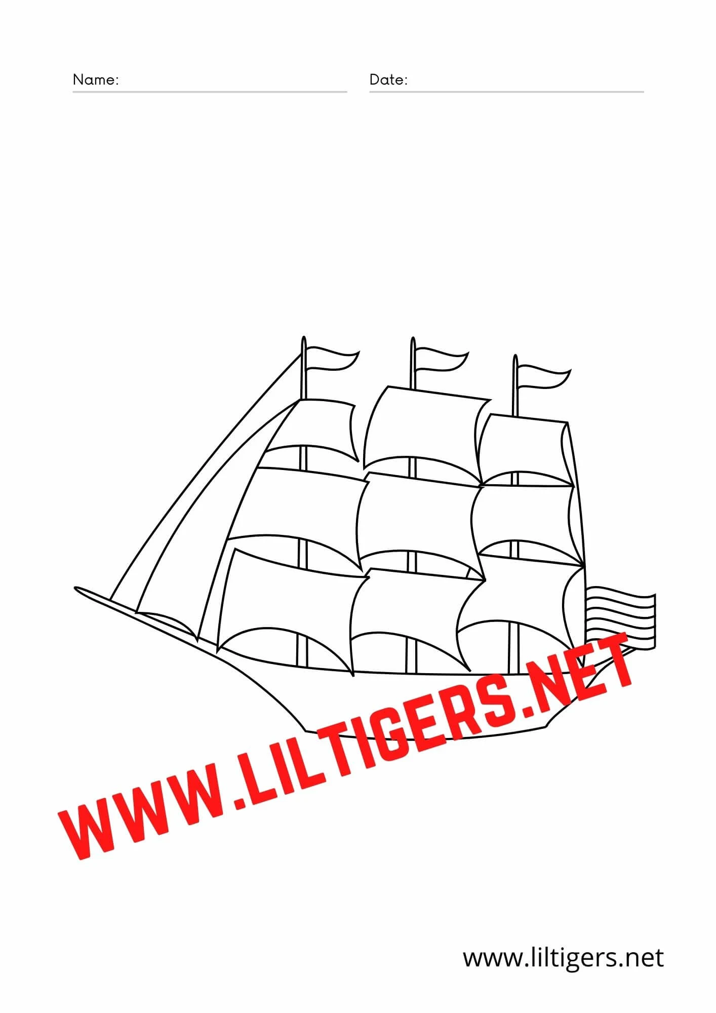 Pirate ship coloring pages free
