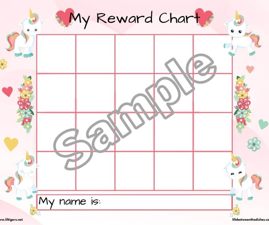 free unicorn reward chart template