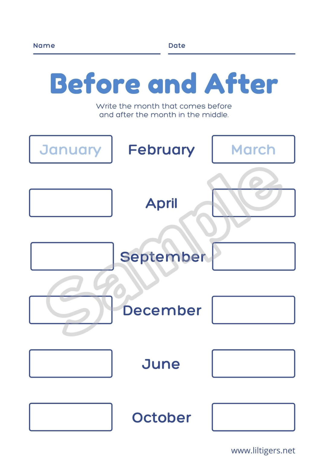 Free Printable Month of the Year Worksheets - Lil Tigers
