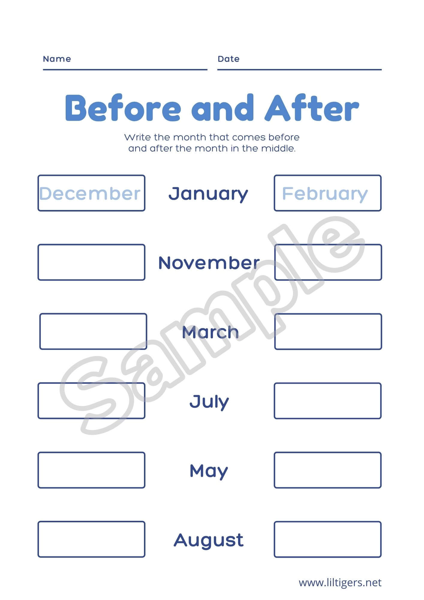 Printables Month of the Year for Kids