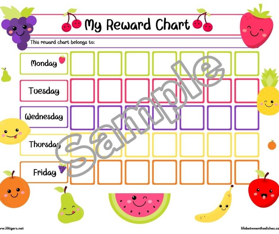 fruit reward chart template