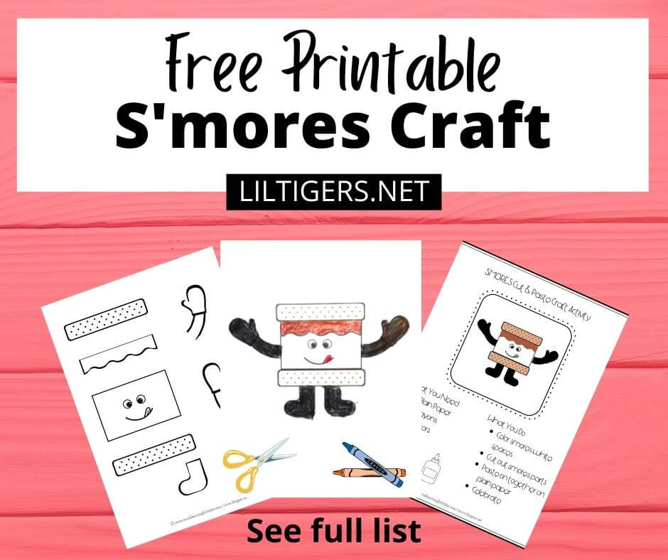 Free S'mores Craft Template for Kids Lil Tigers Lil Tigers