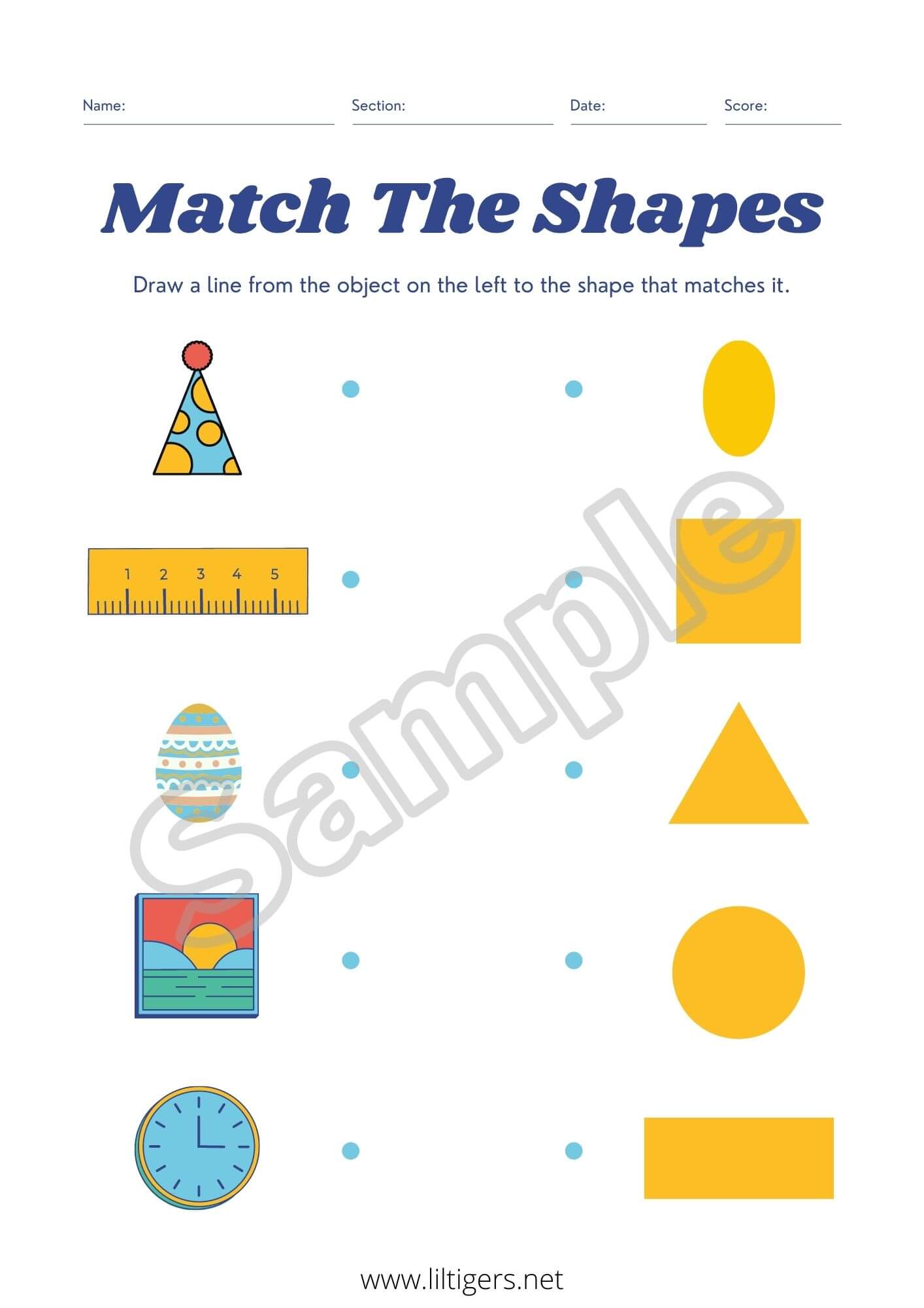 shape matching worksheets for preschoolers