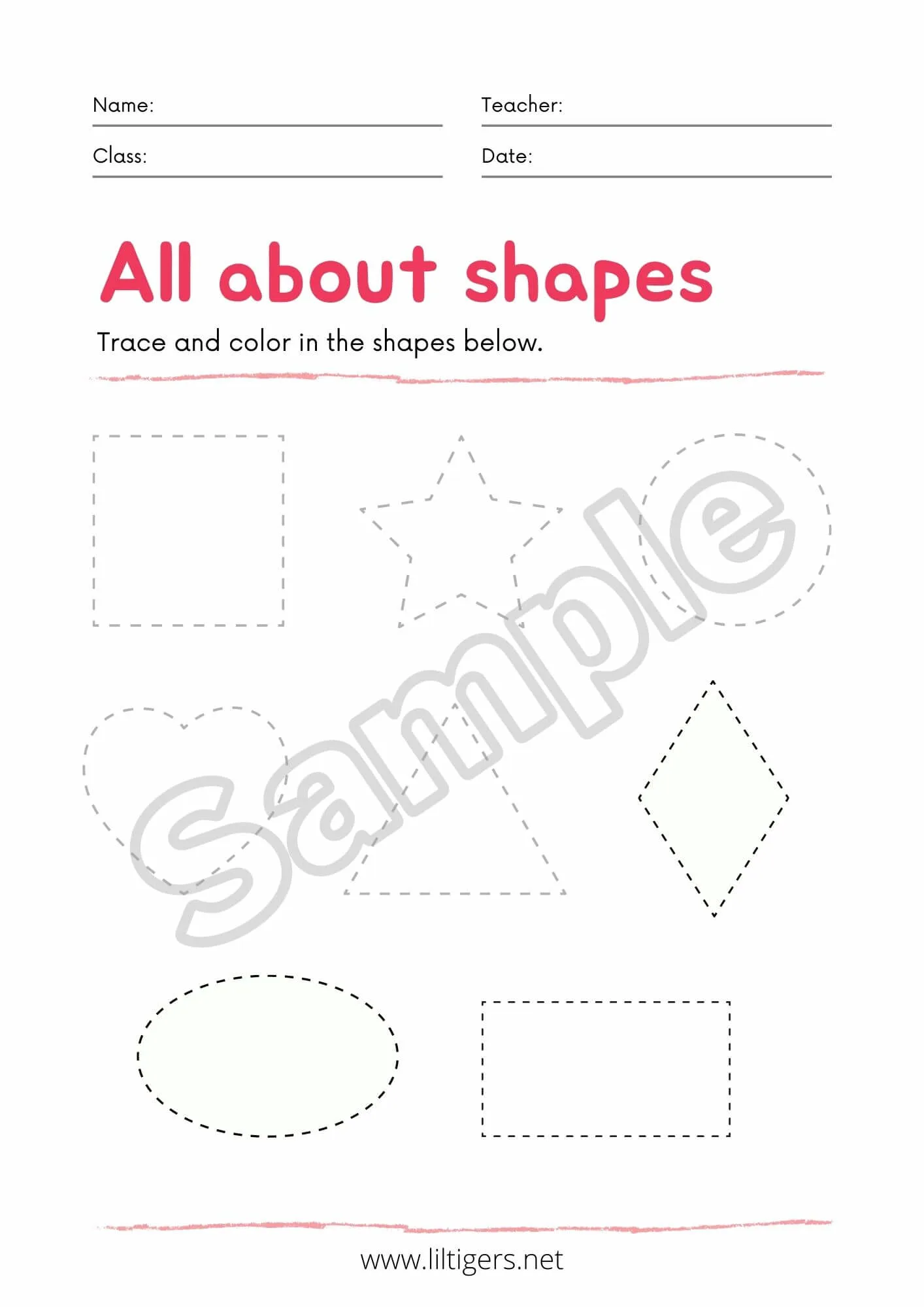 shape tracing worksheet printables