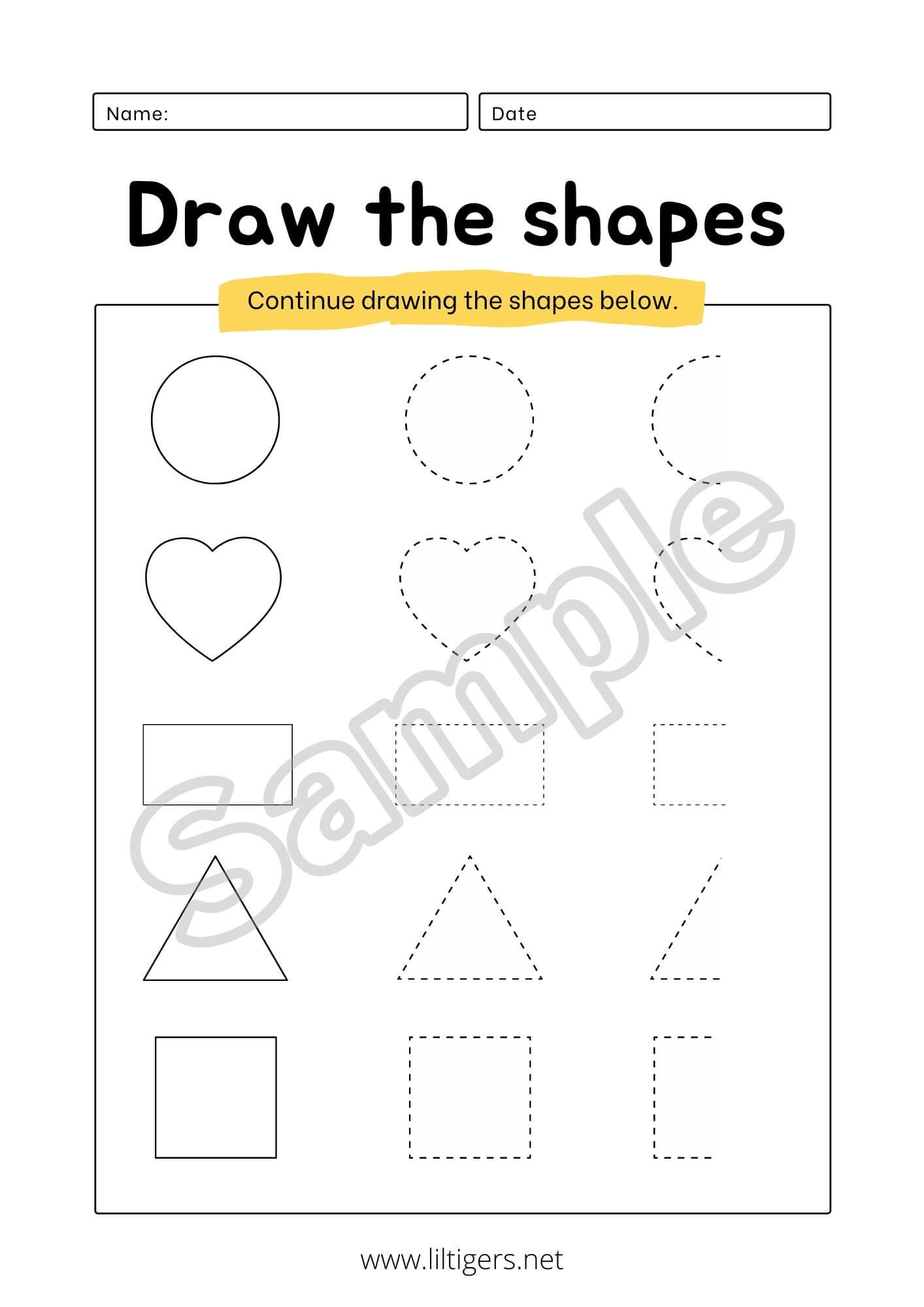 free shape tracing worksheets