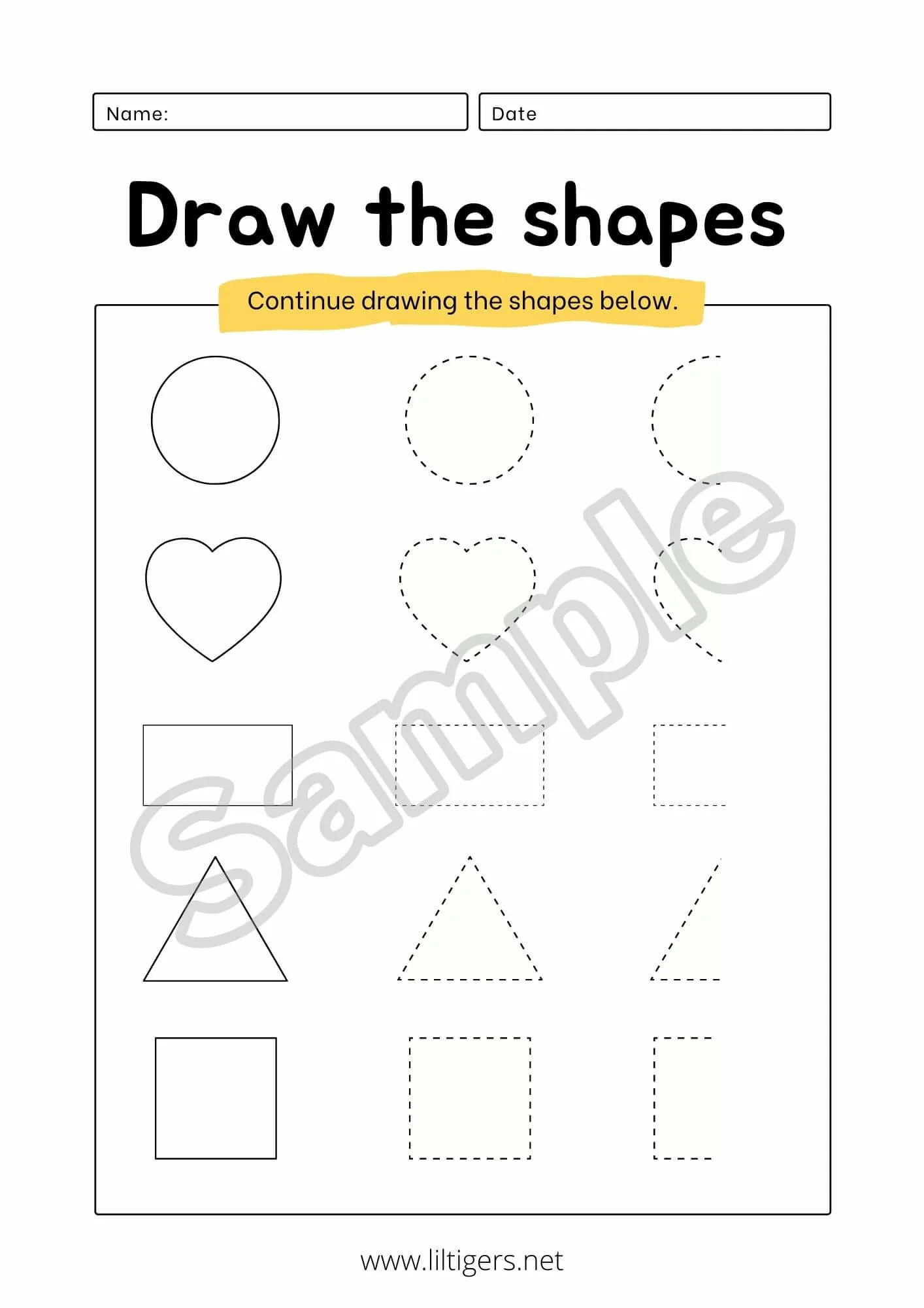 free shape tracing worksheets