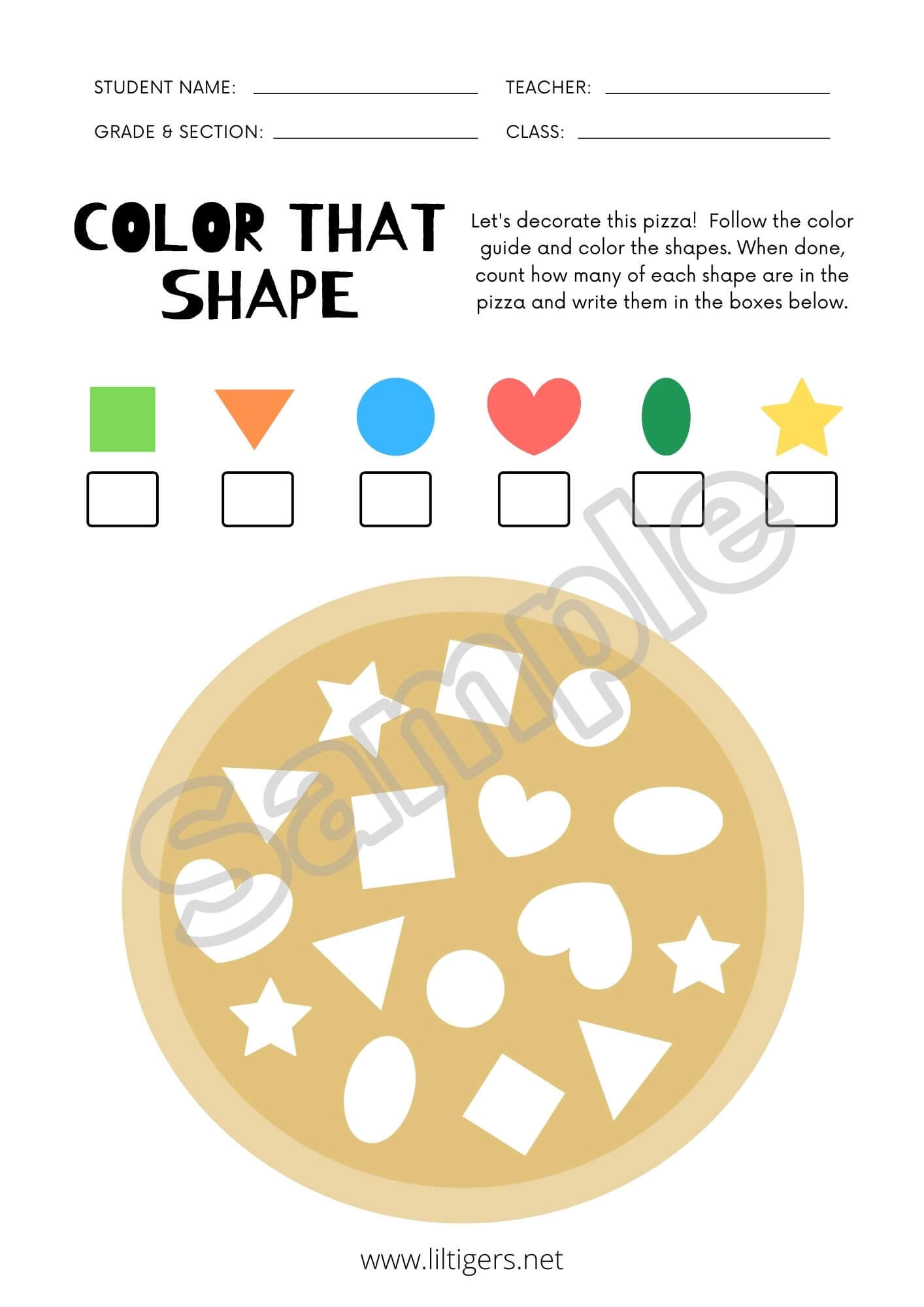 color shapes worksheet