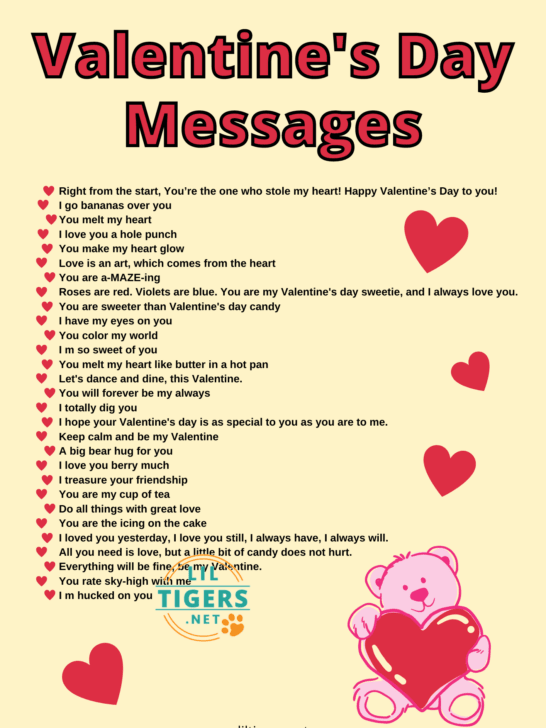 valentines day messages for kids pdf