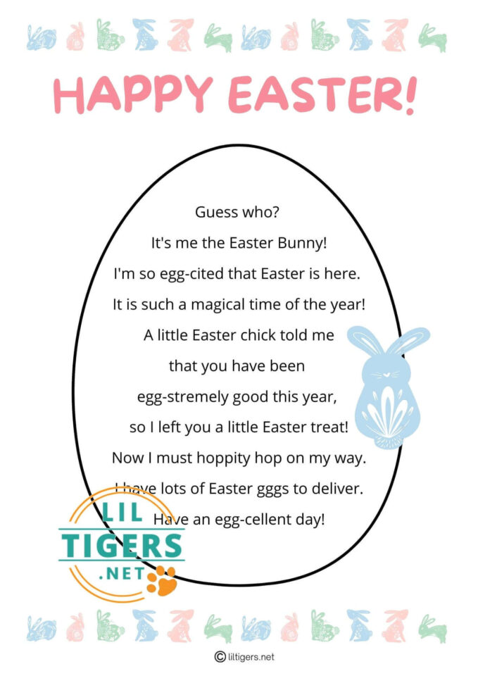 Free Letter from the Easter Bunny Templates - Lil Tigers