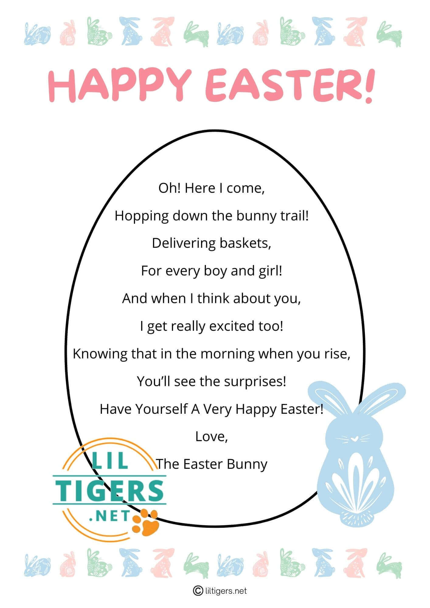 Free Letter from the Easter Bunny Templates Lil Tigers