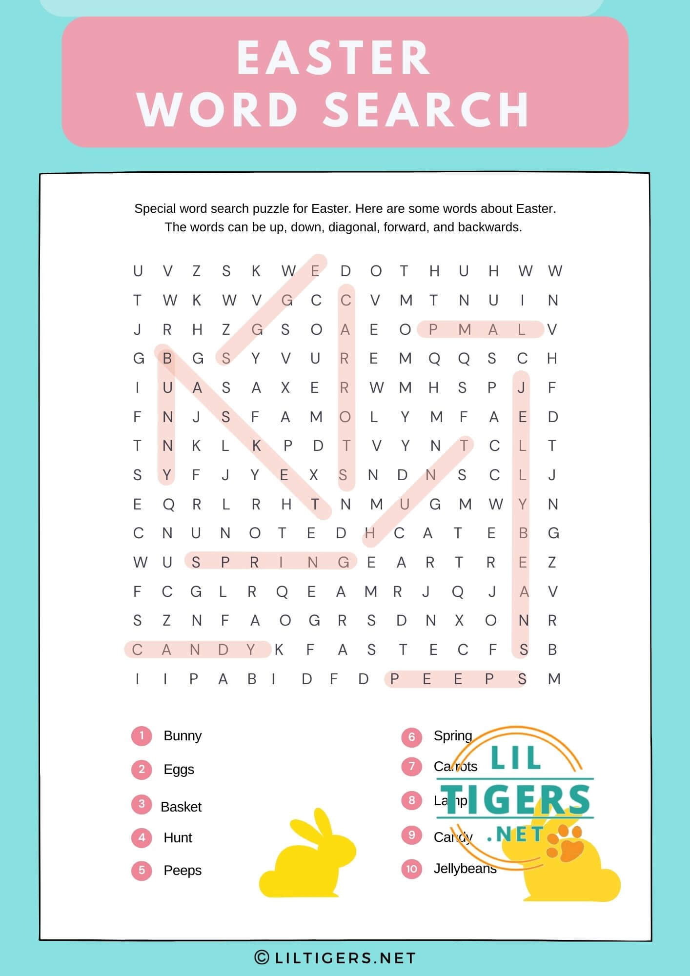 free printable Easter word search game