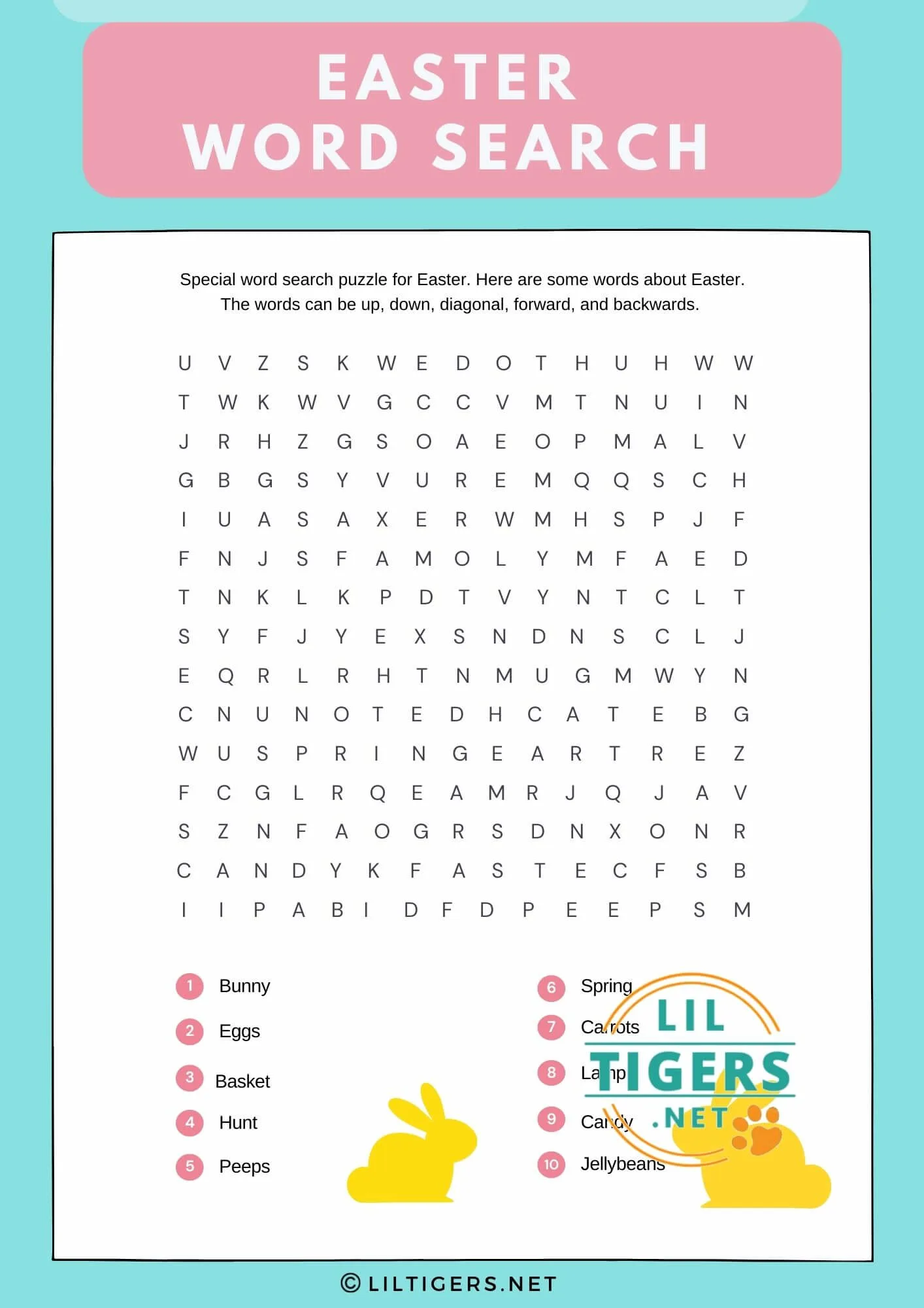free printable Easter word search puzzle