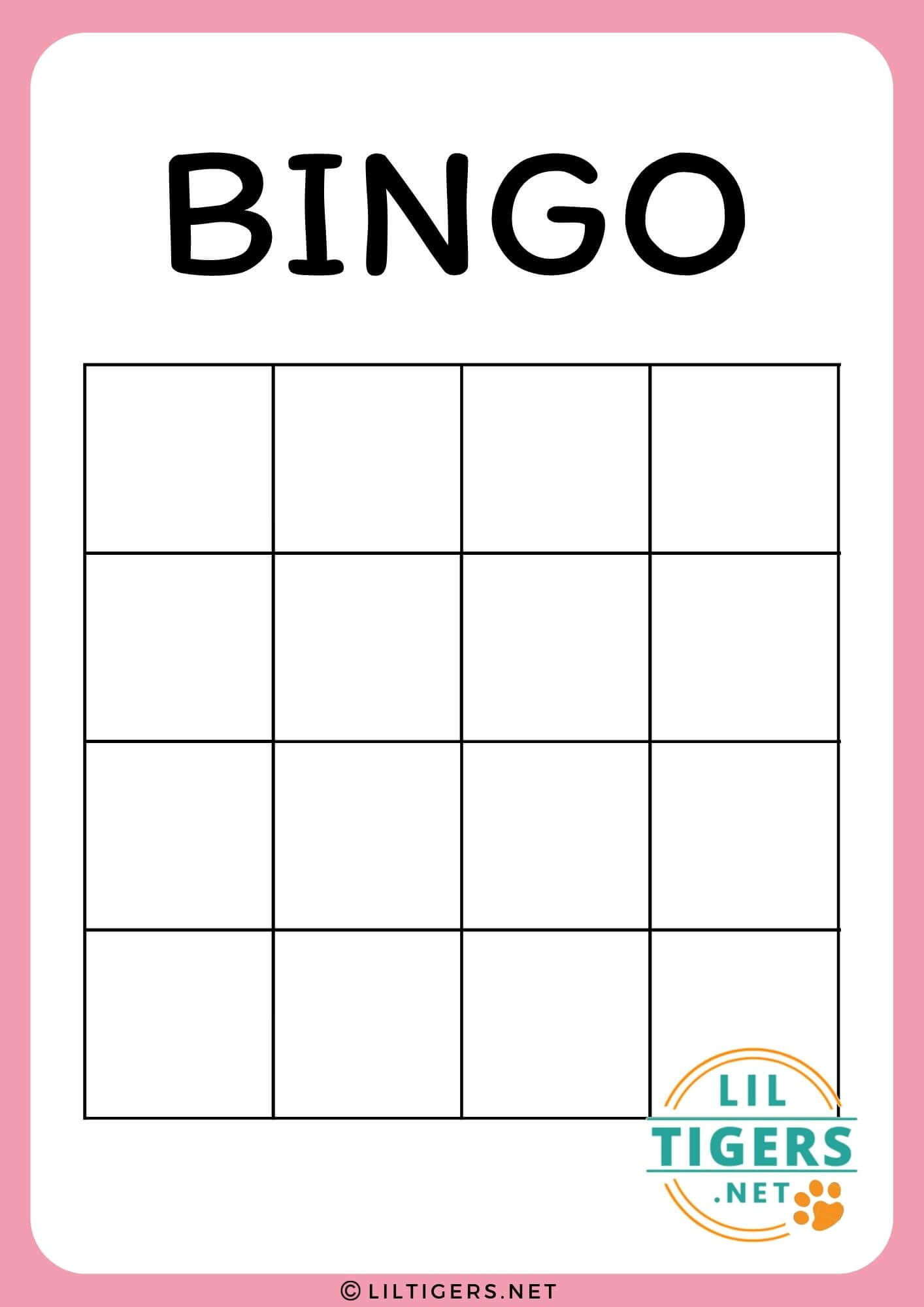 plain bingo template
