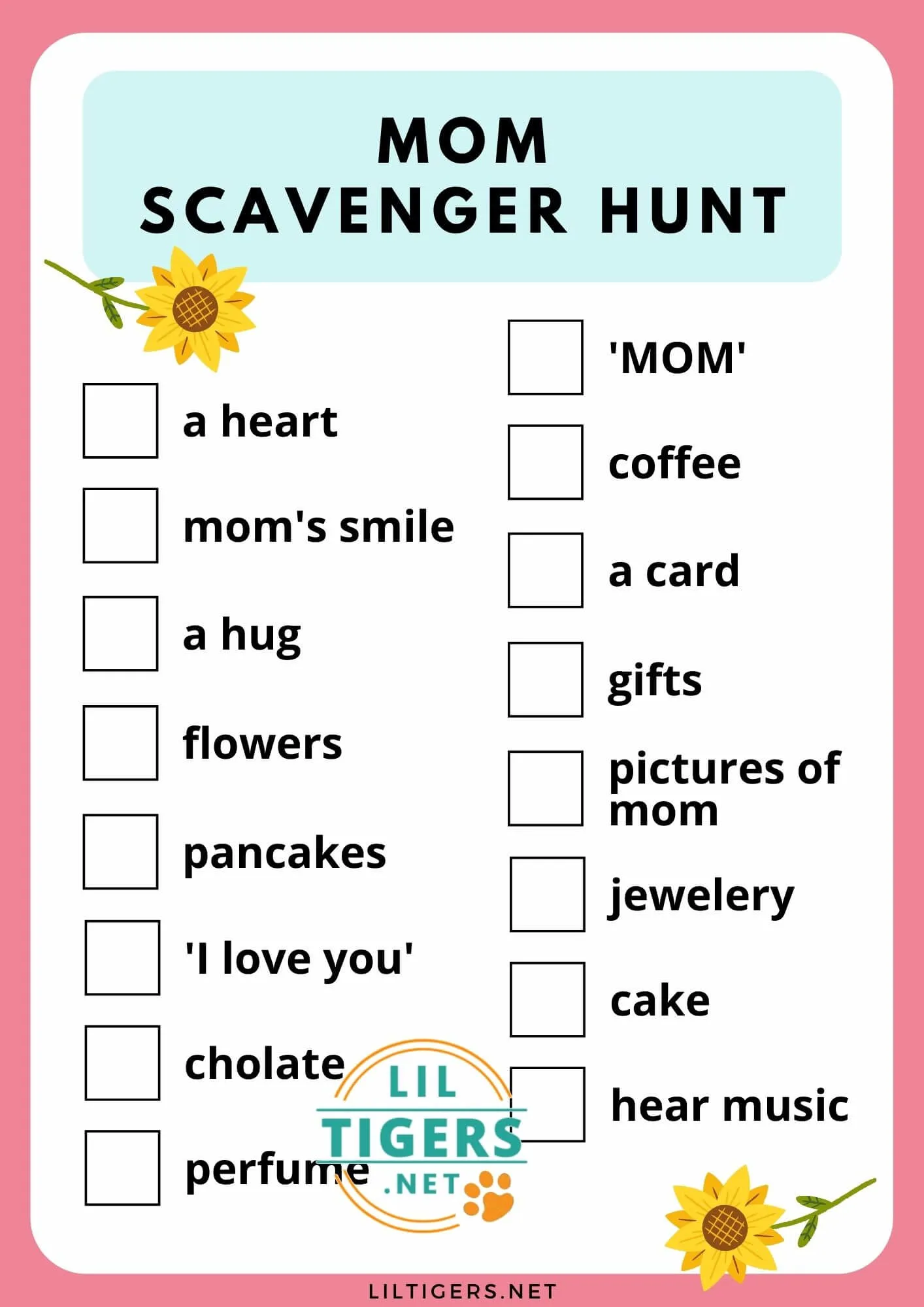 Mom's Birthday Scavenger Hunt