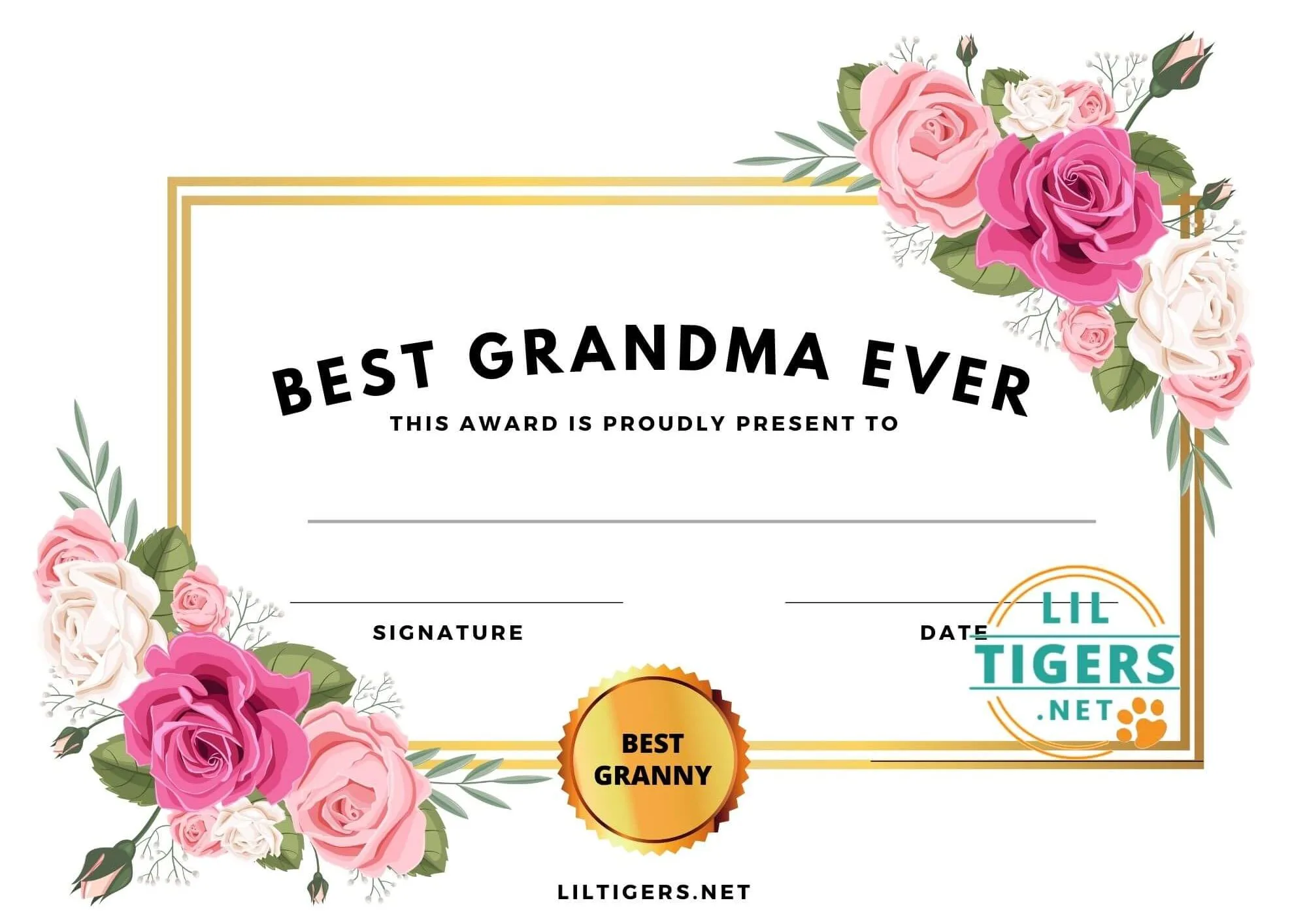 Best Grandma Certificate