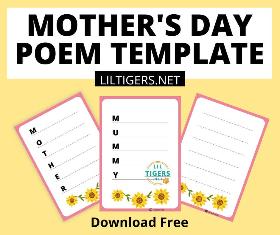 free printable Mother's Day Poem Game Templates