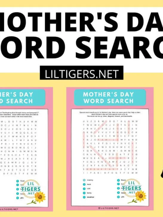 free mother's day word search printable