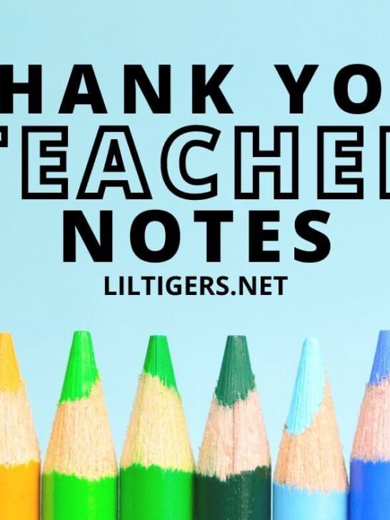 thank you notes to a teacher from students