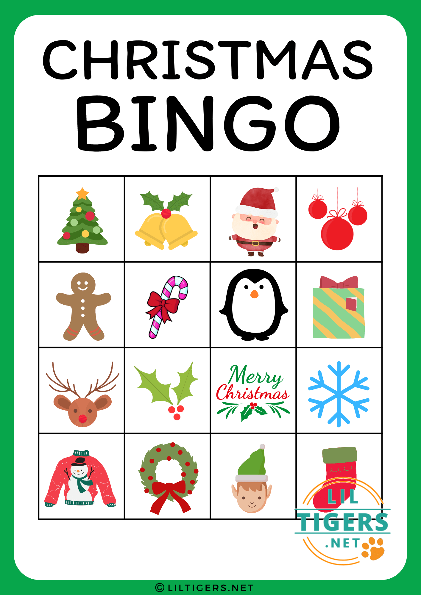 free printable christmas bingo game