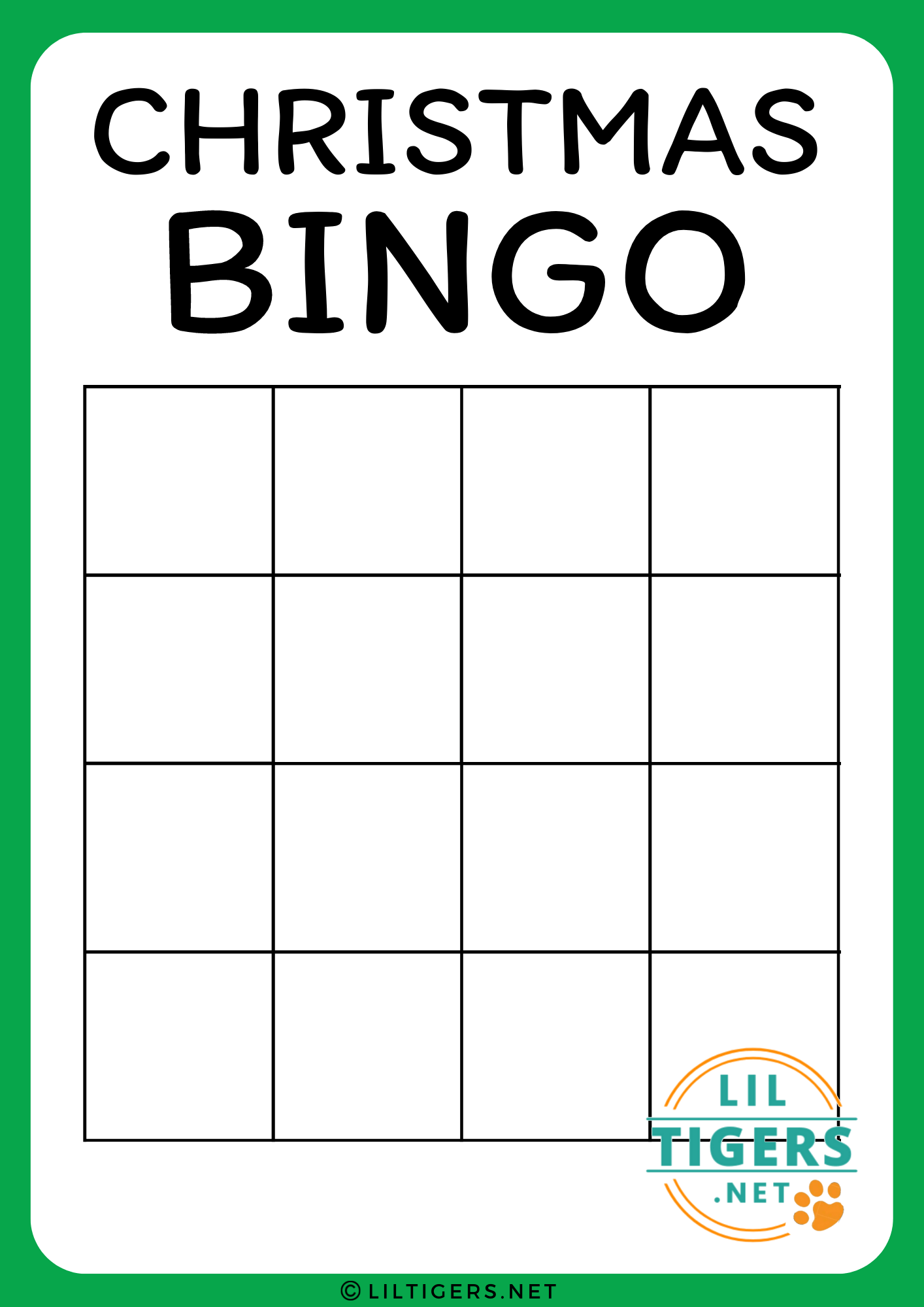 blank christmas bingo templates