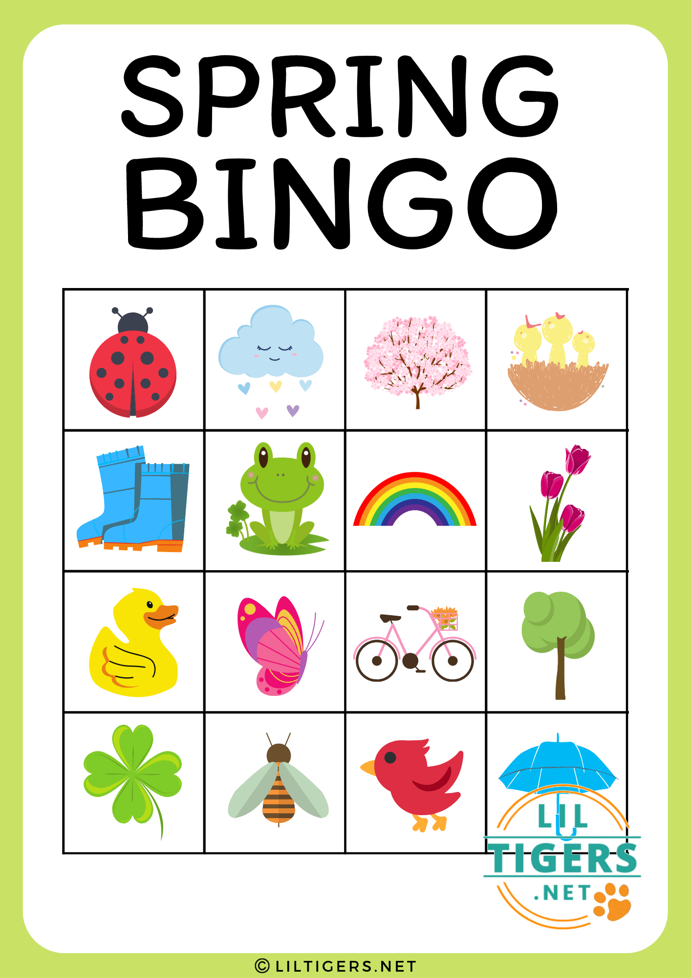 free printable spring bingo game