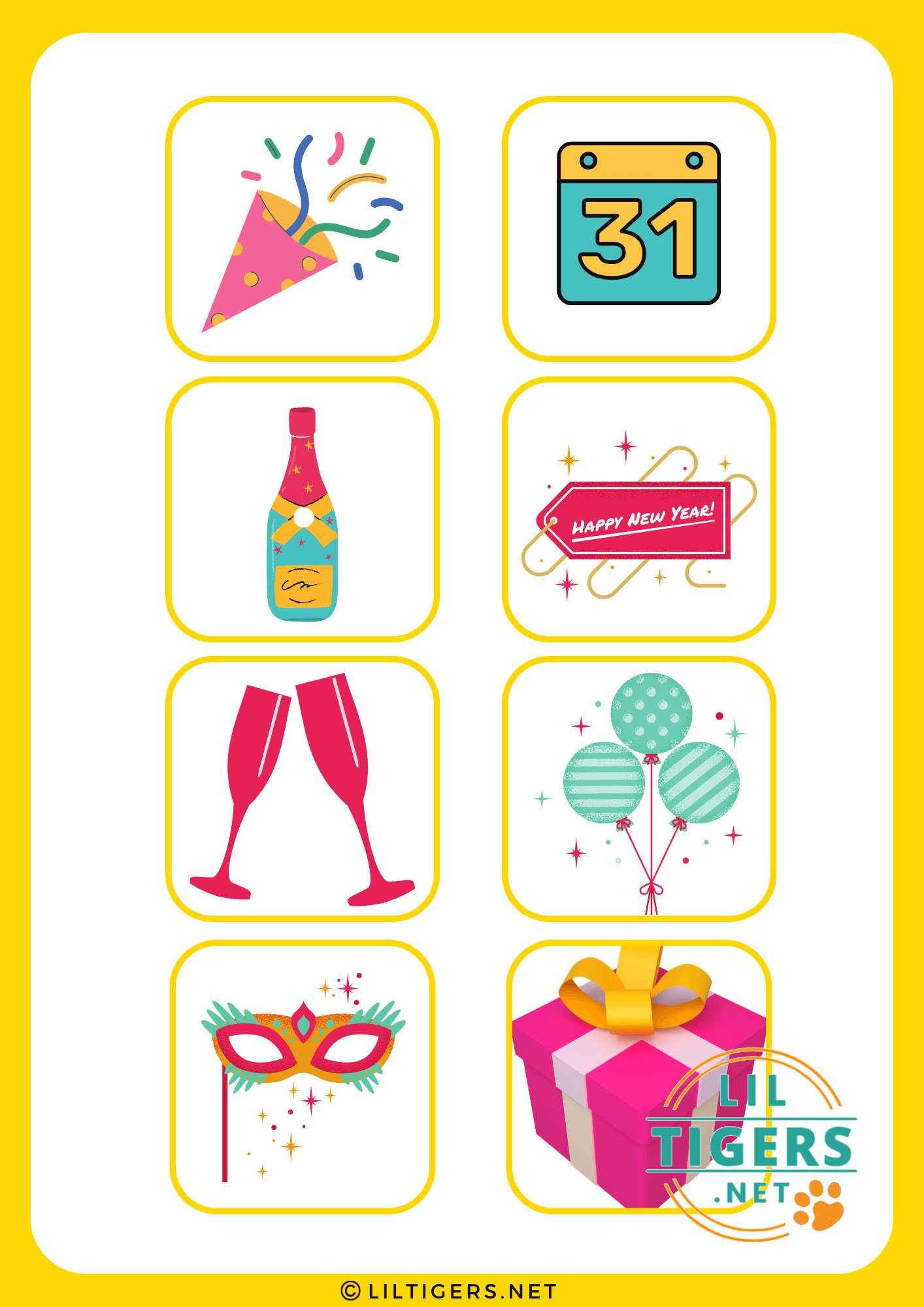 free new years bingo card templates