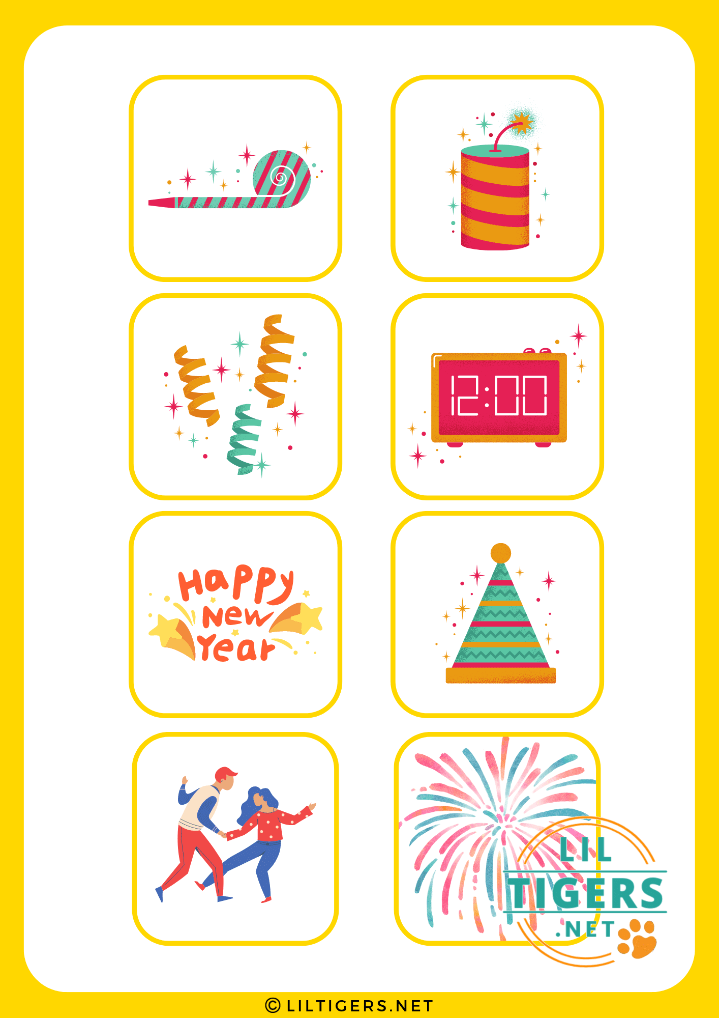 free new years bingo cards