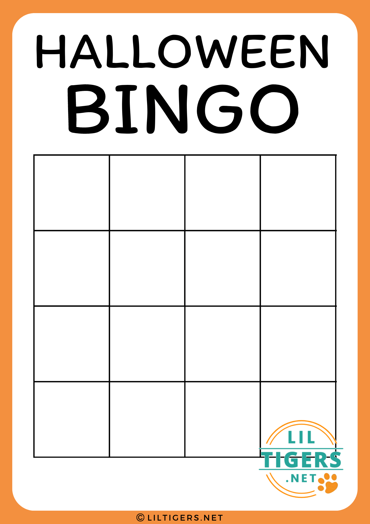 blank Halloween Bingo Template Printables