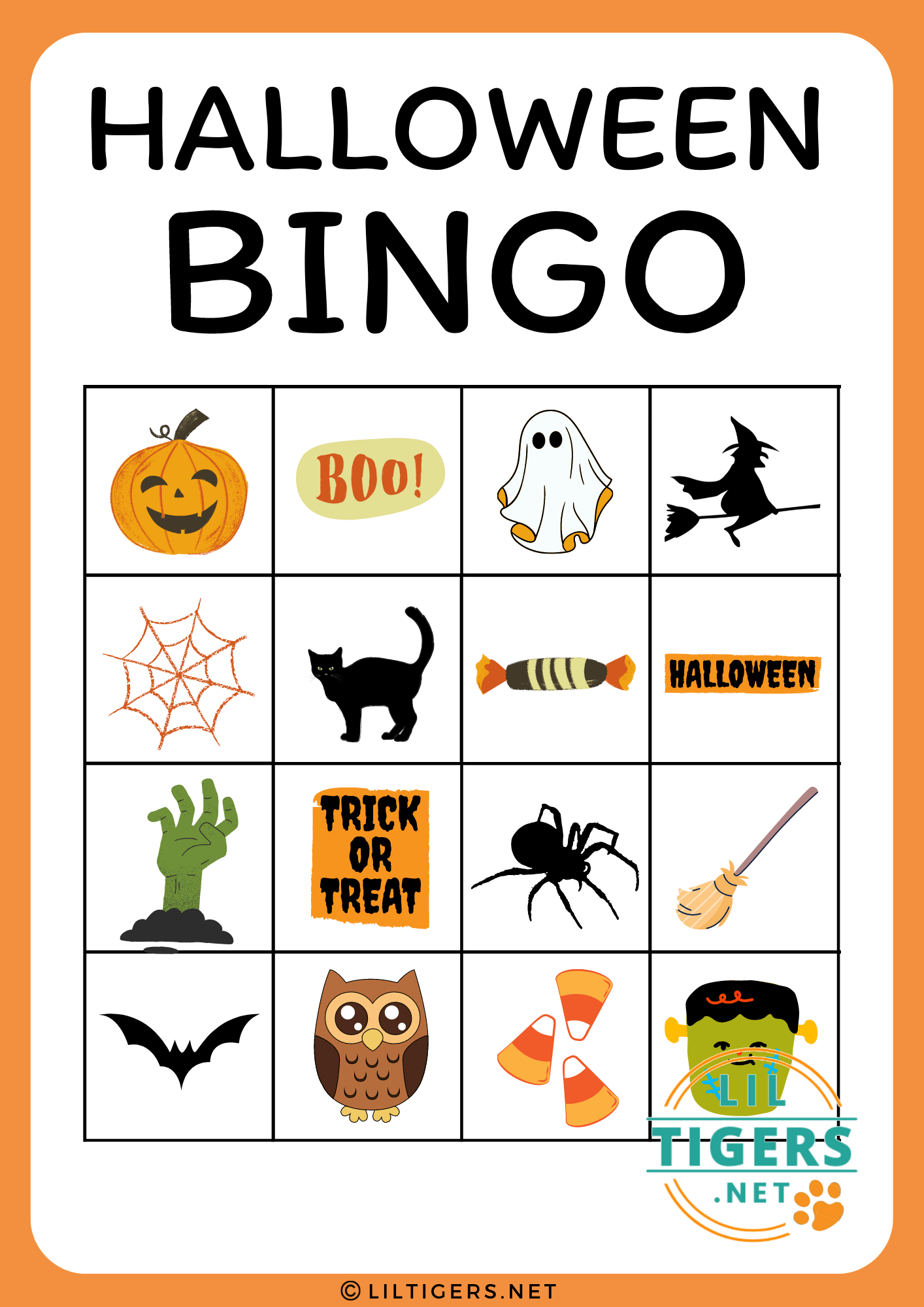 free printable Halloween bingo cards