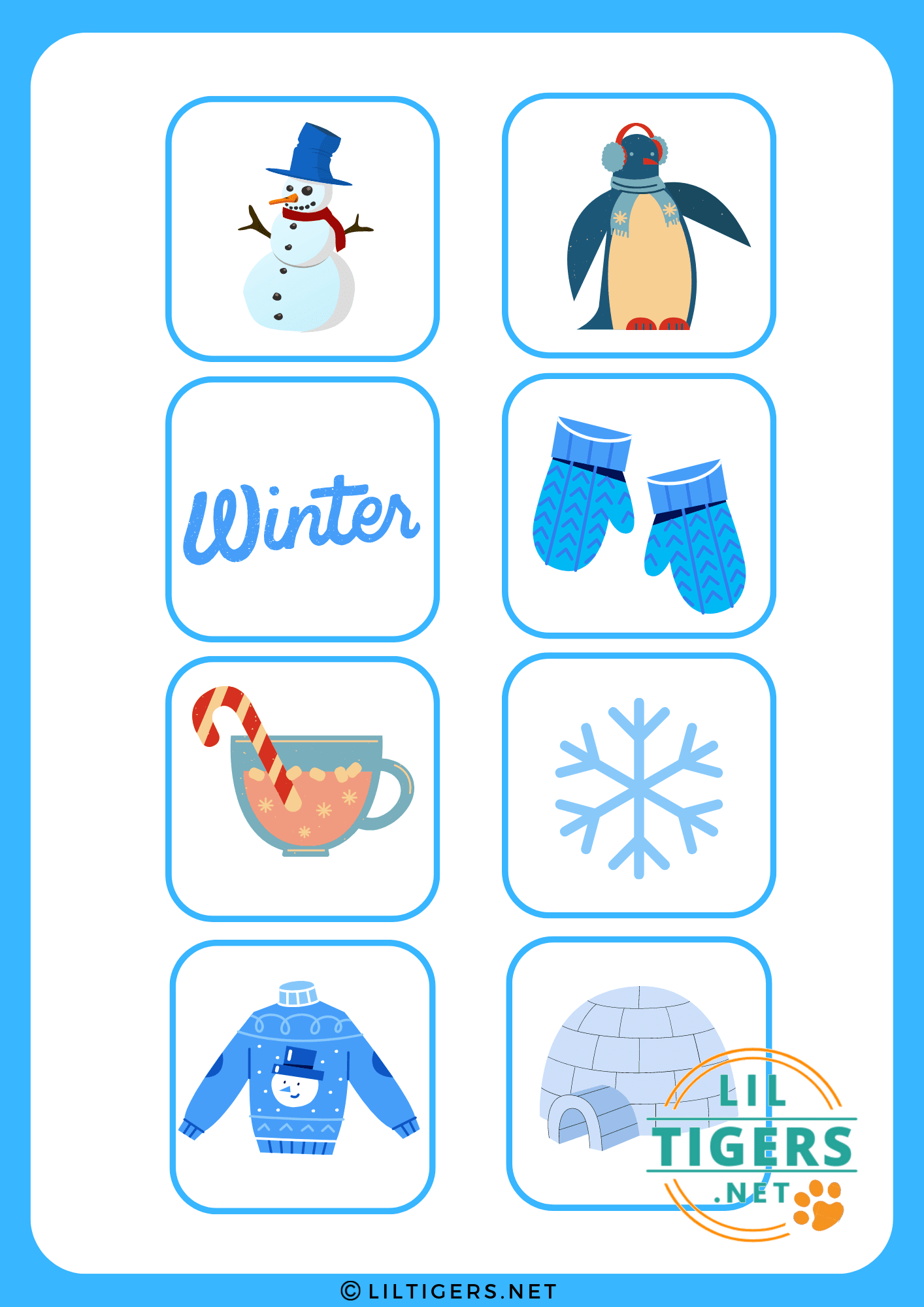 free winter bingo card templates