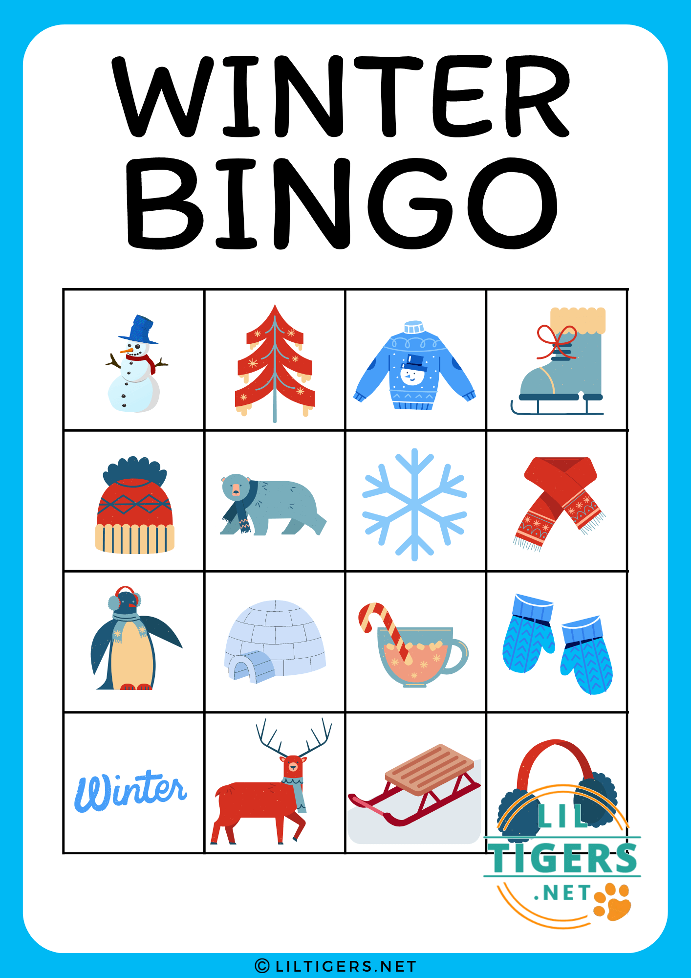 free printable winter bingo game