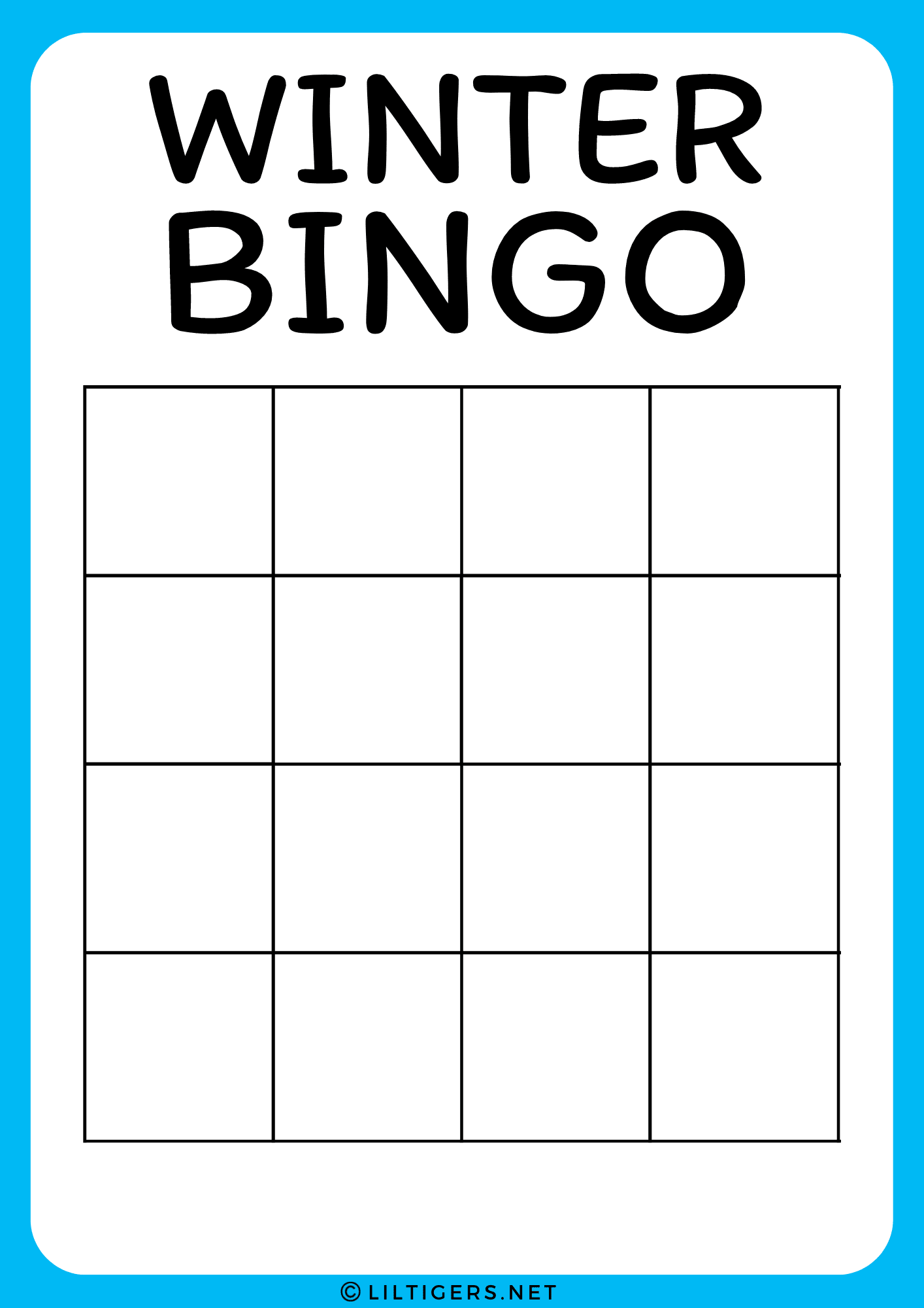 blank winter bingo game