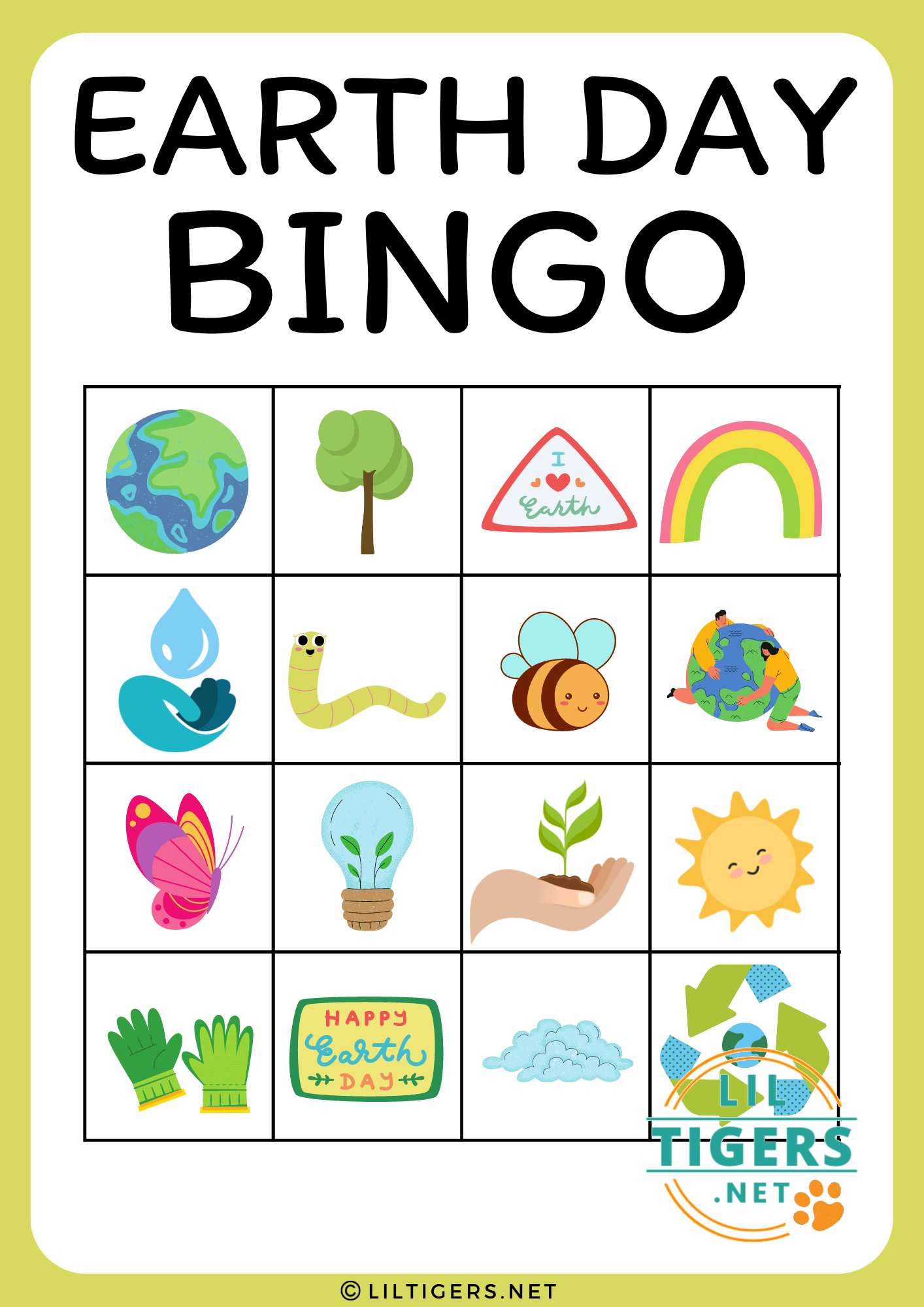 free printable new earth day bingo game