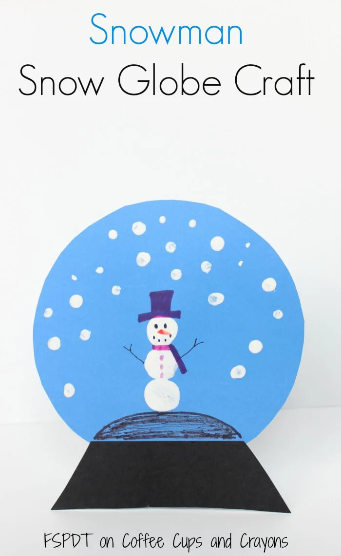 finger print snowman snow globe winter craft