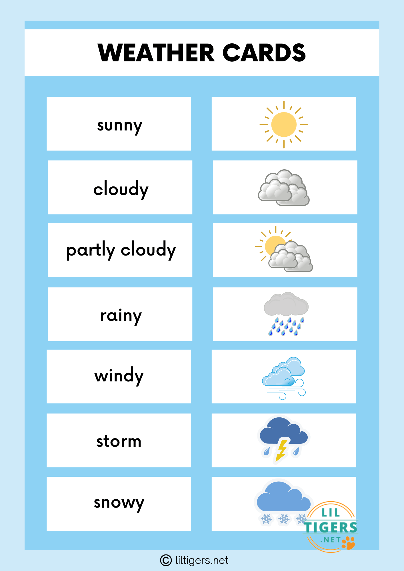 Weather Card Printables