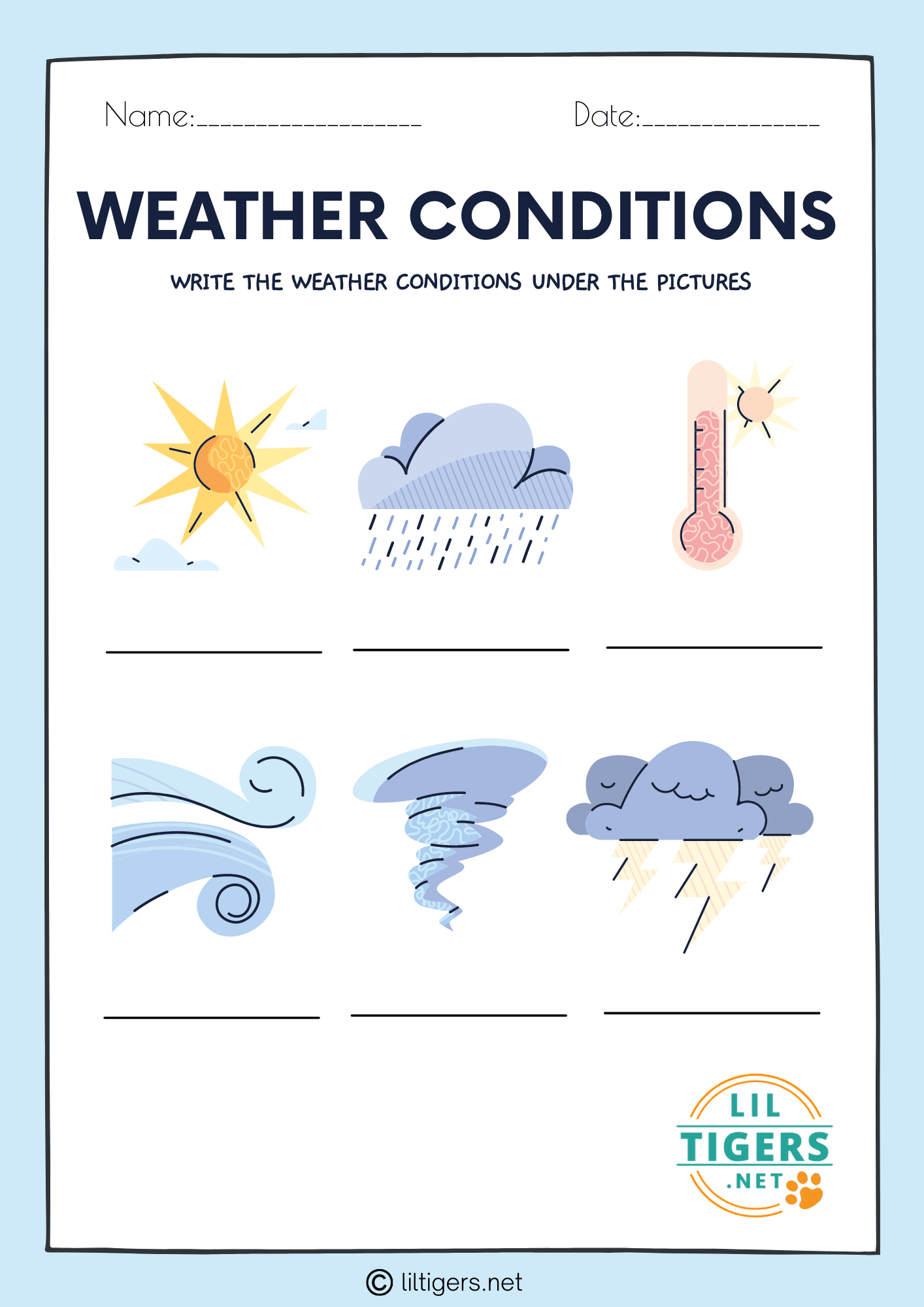 free printable weather condition worksheets