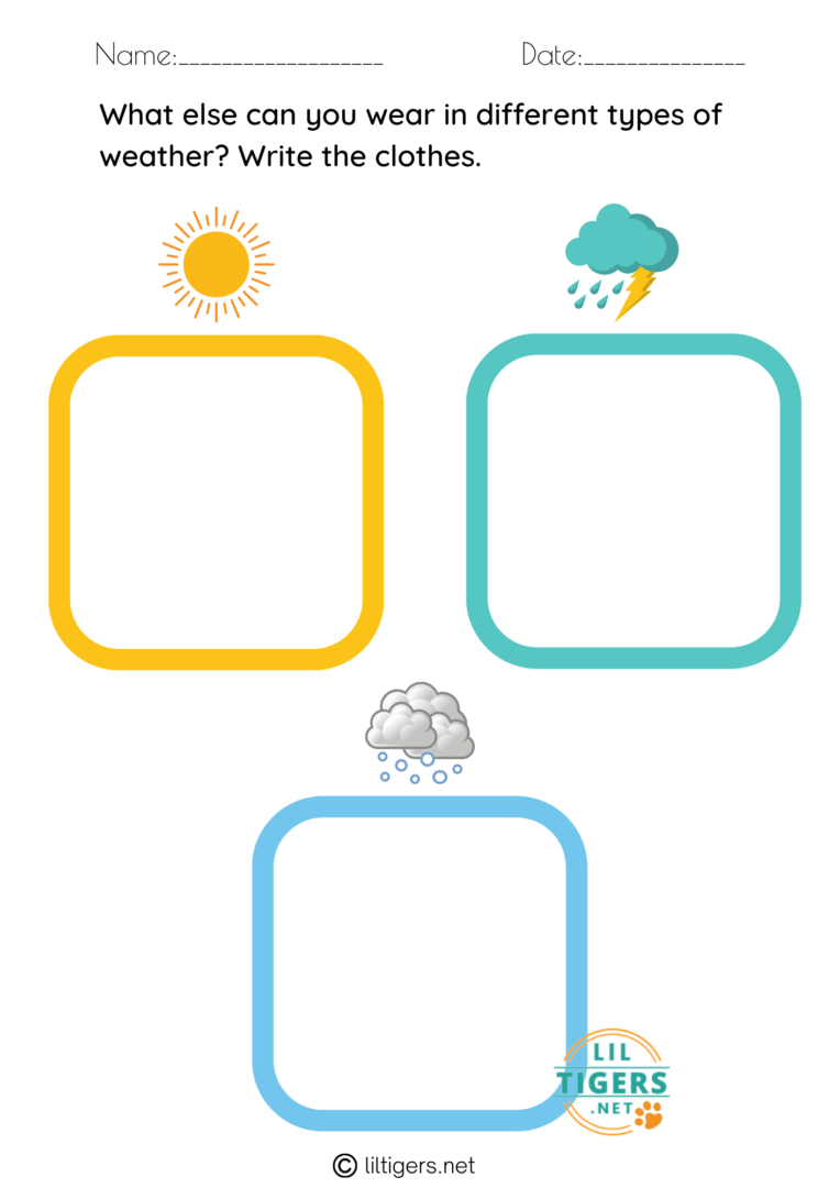 Free Printable Weather Chart for Kids - Lil Tigers Lil Tigers