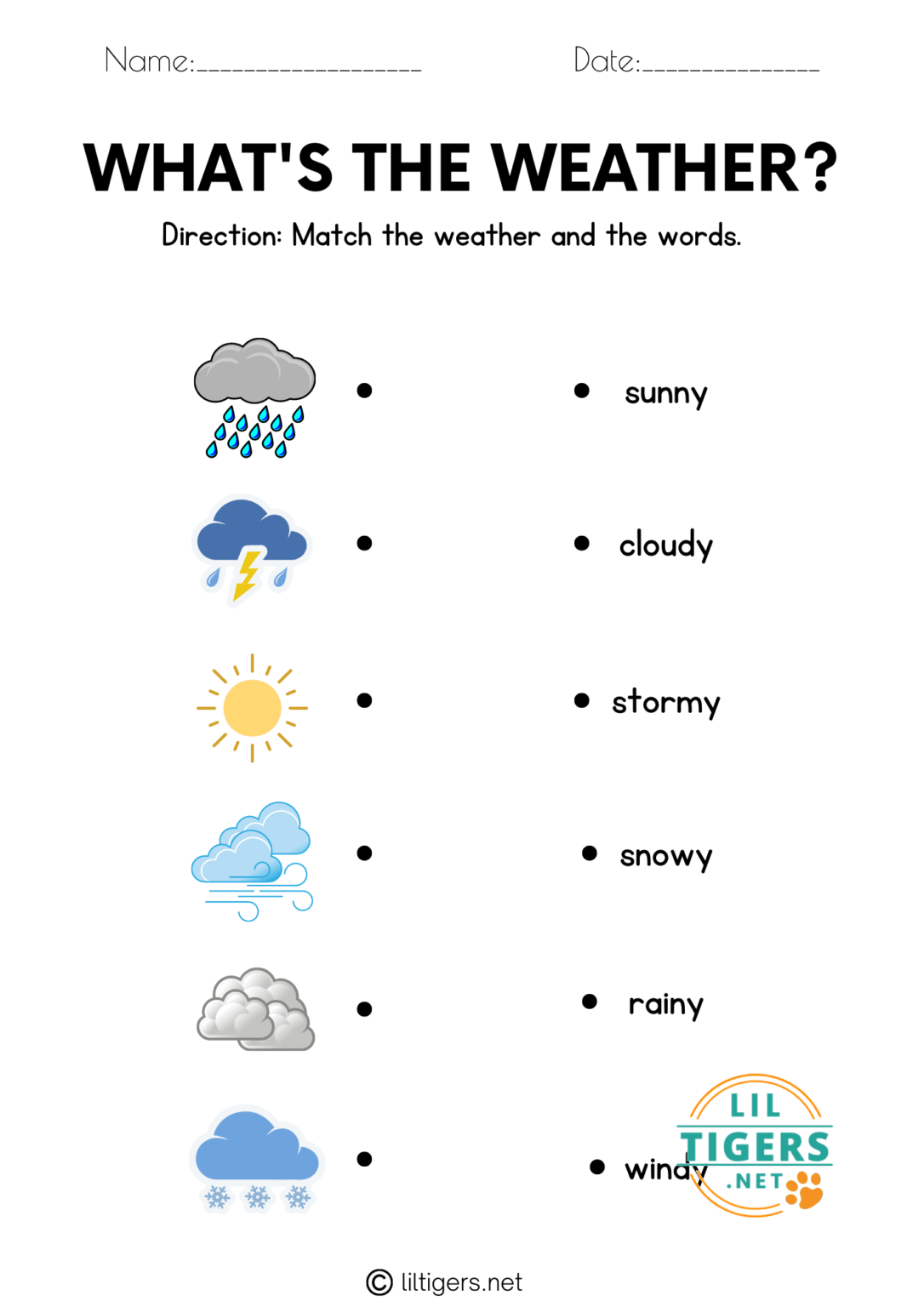 Free Printable Weather Chart for Kids - Lil Tigers Lil Tigers