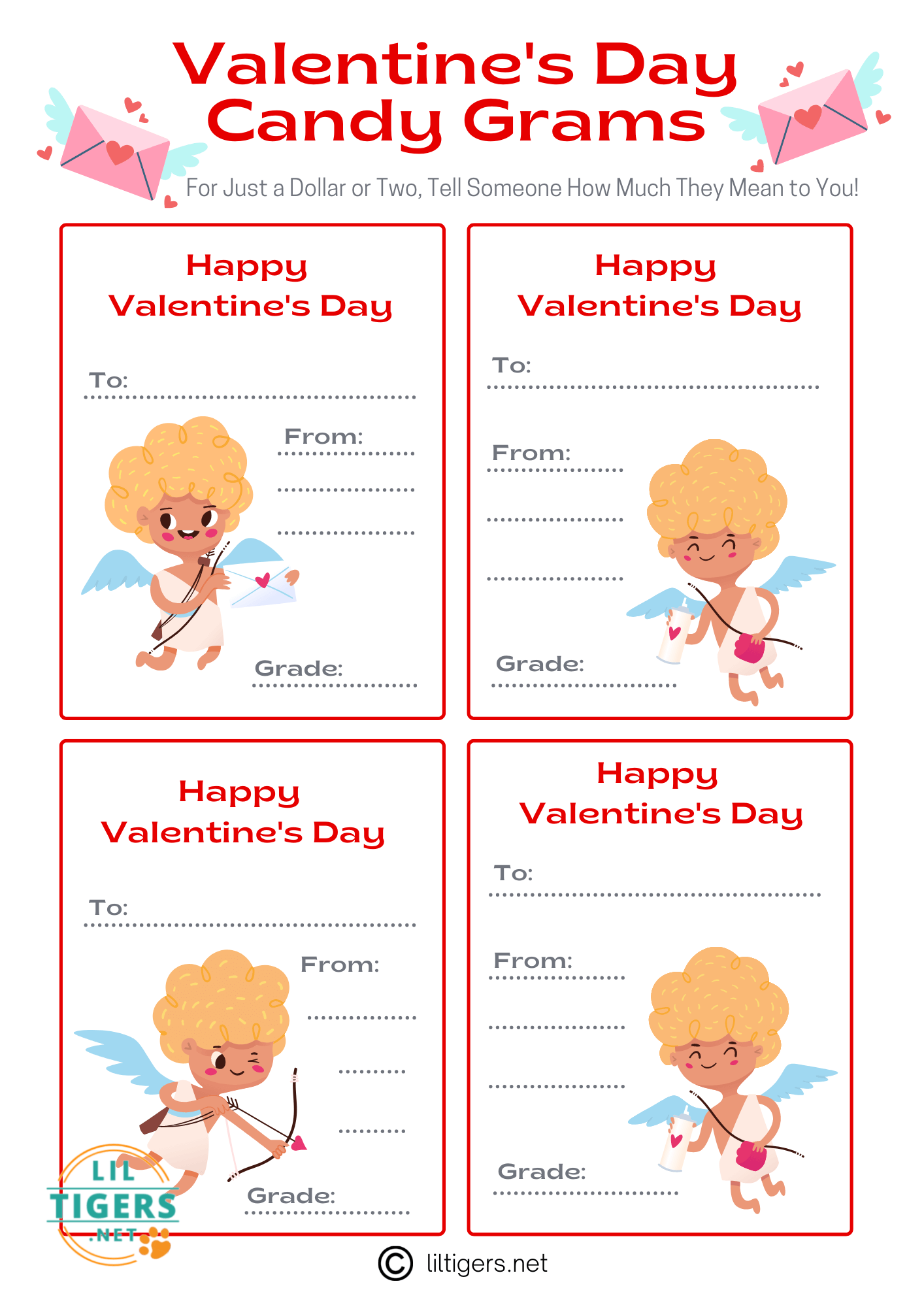 Free Printable Valentine's candy gram template