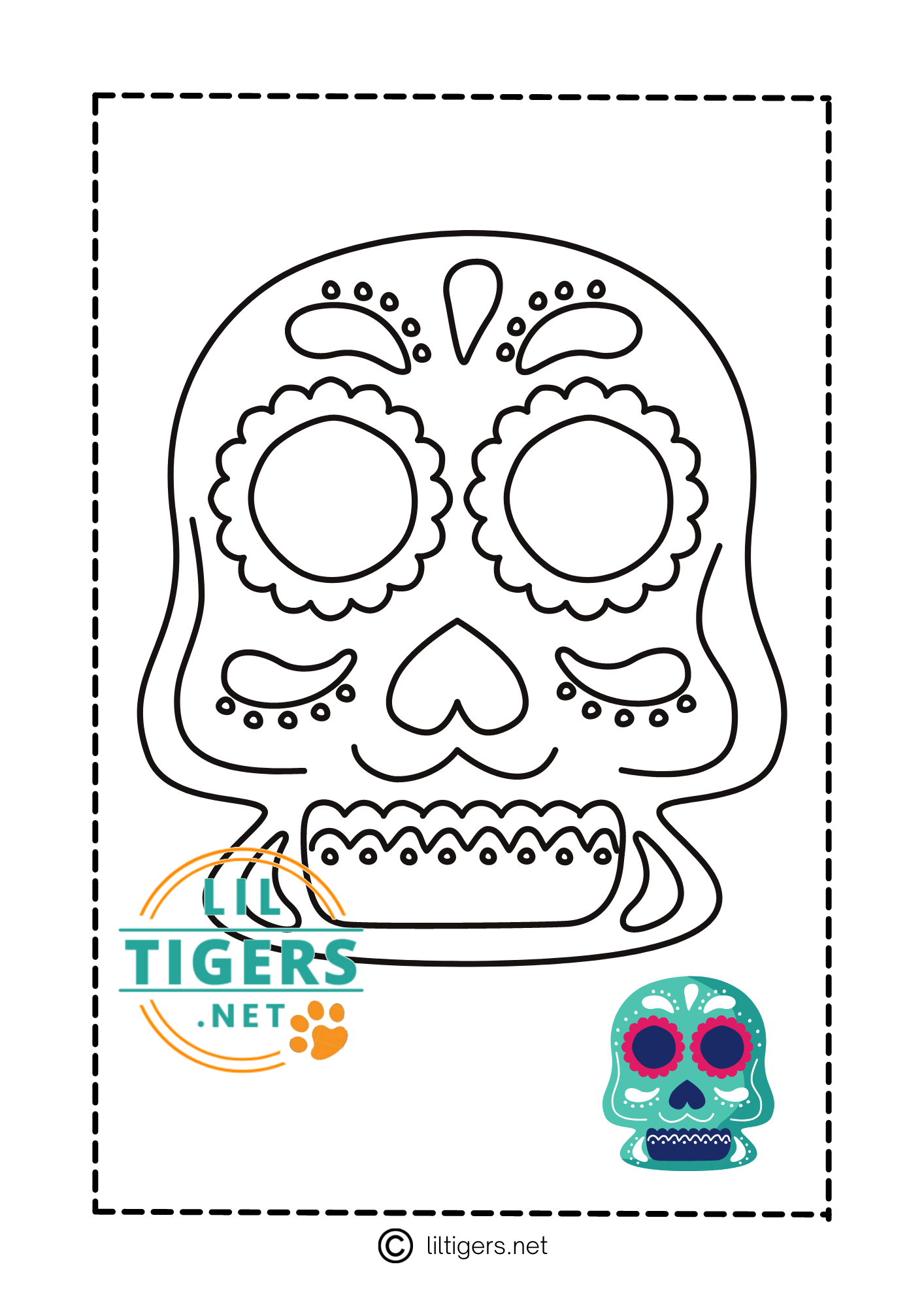 free sugar skull coloring page