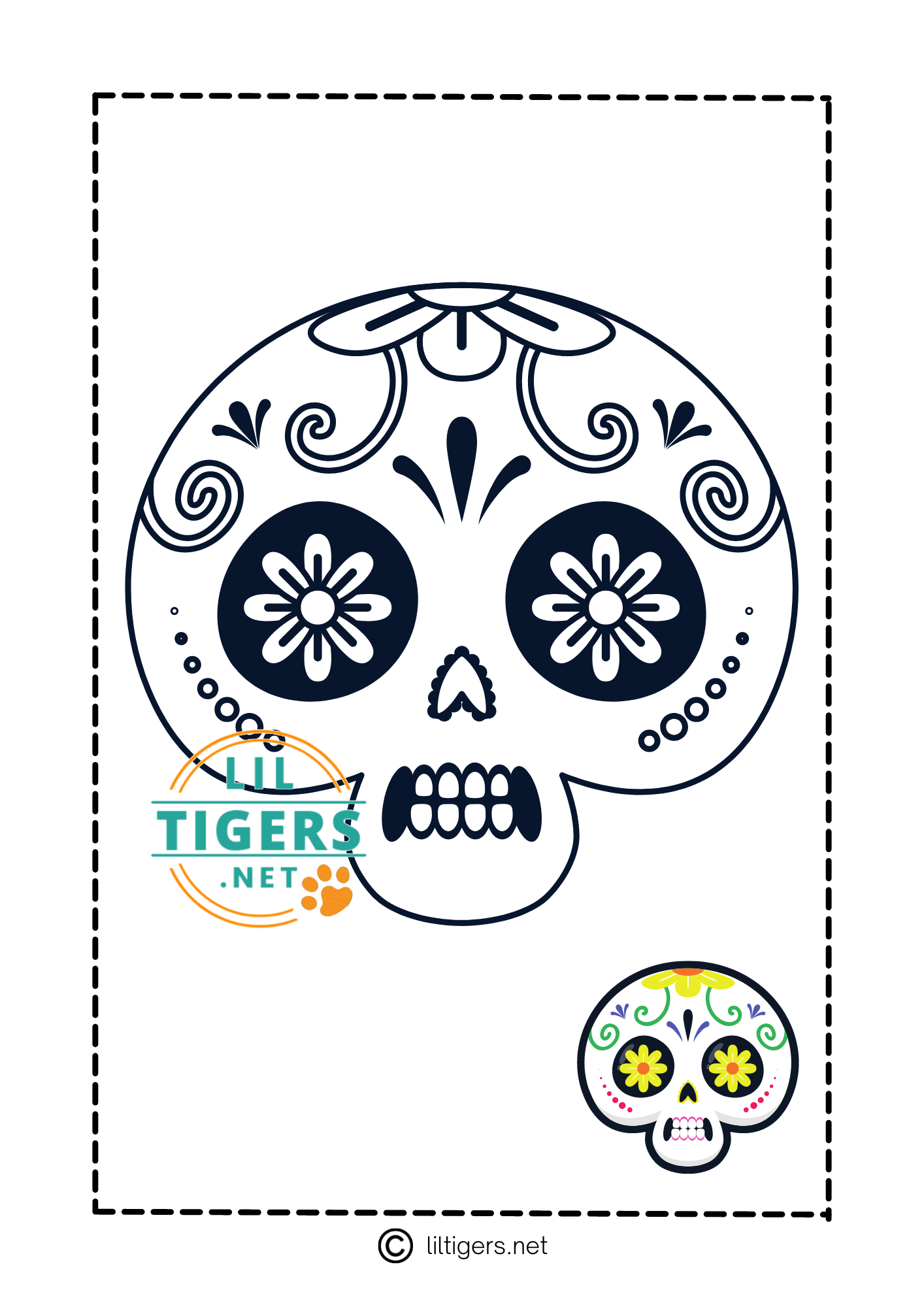 free printable sugar skull coloring page