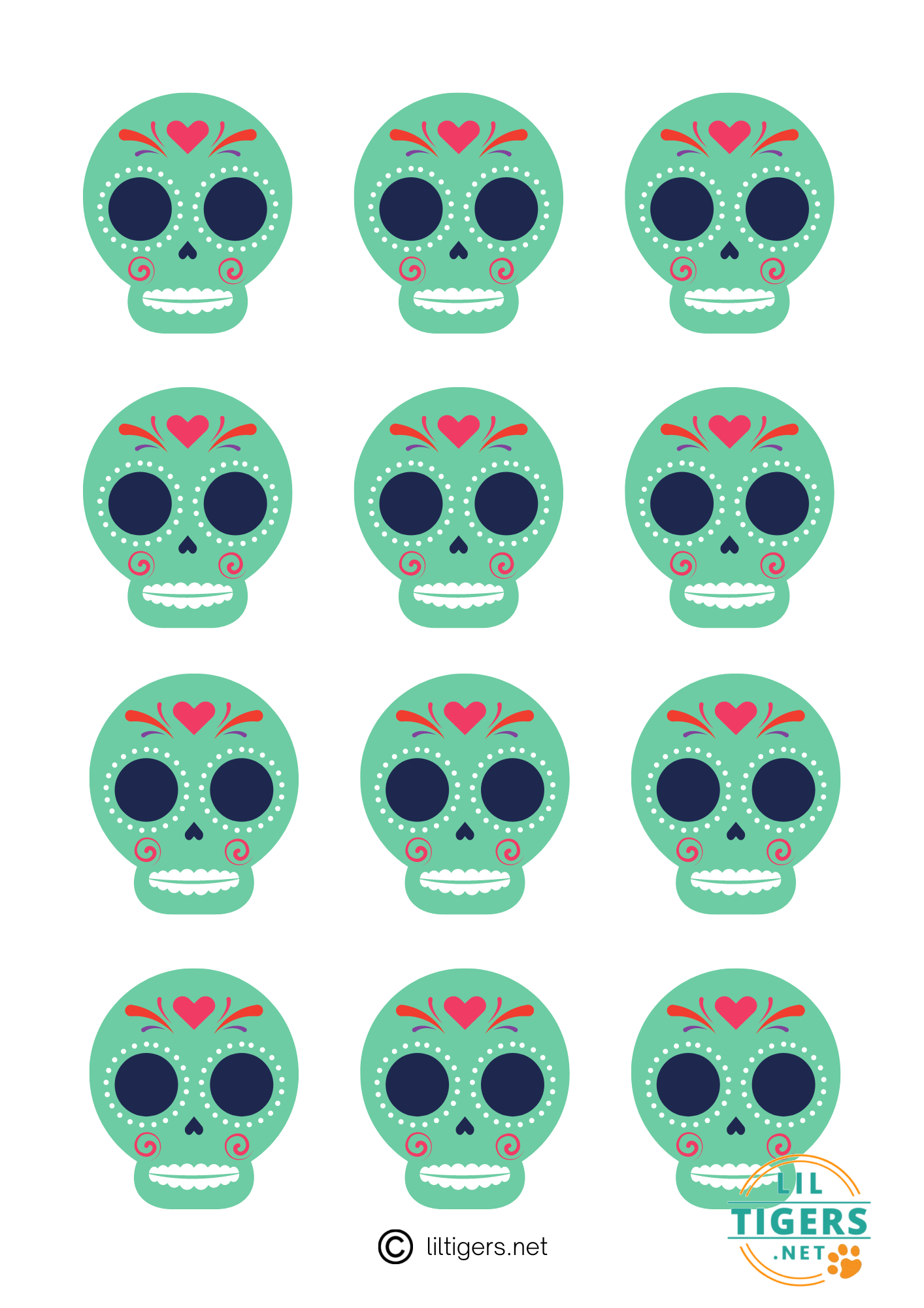 green templates of sugar skulls