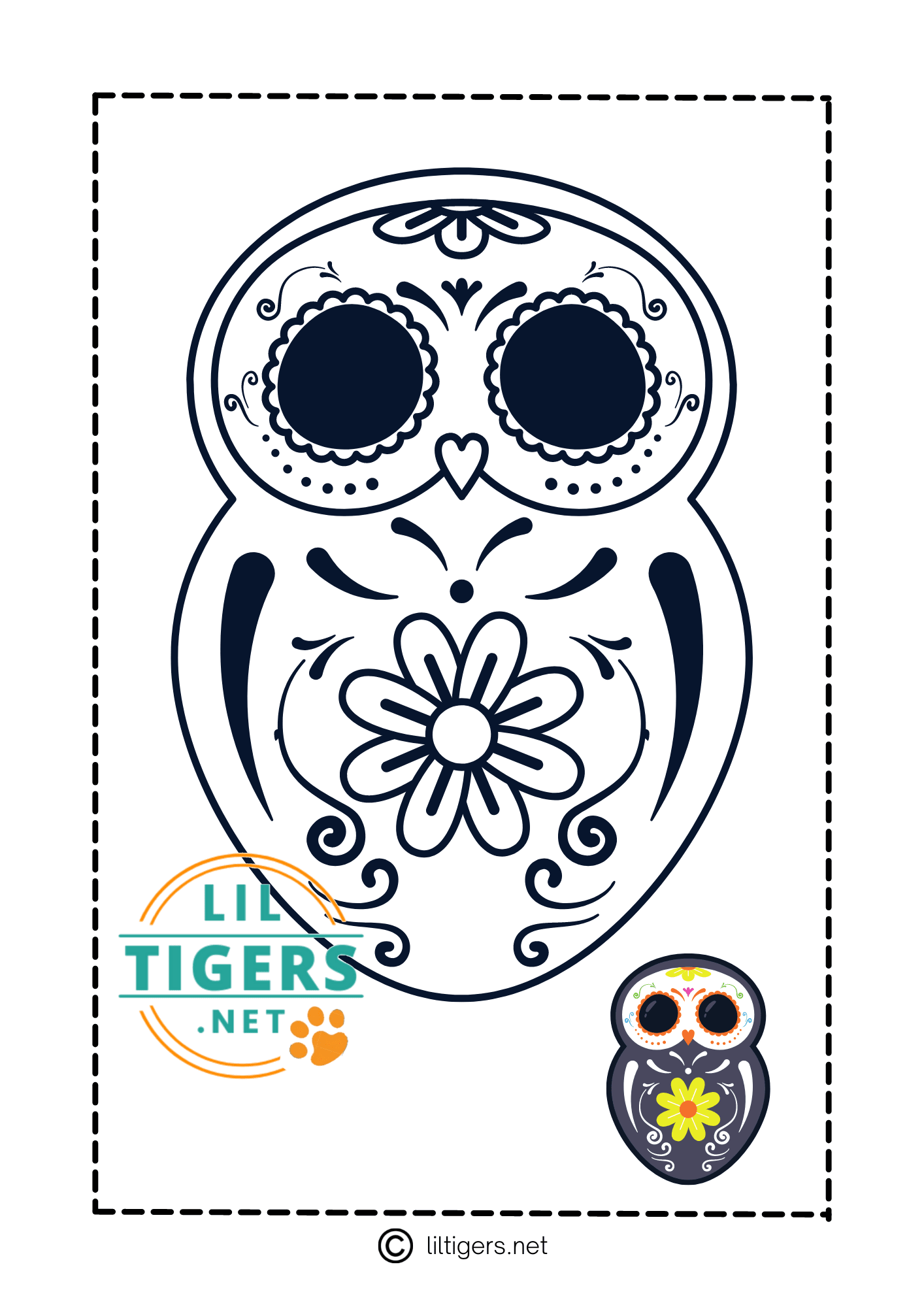 free sugar skull coloring sheet